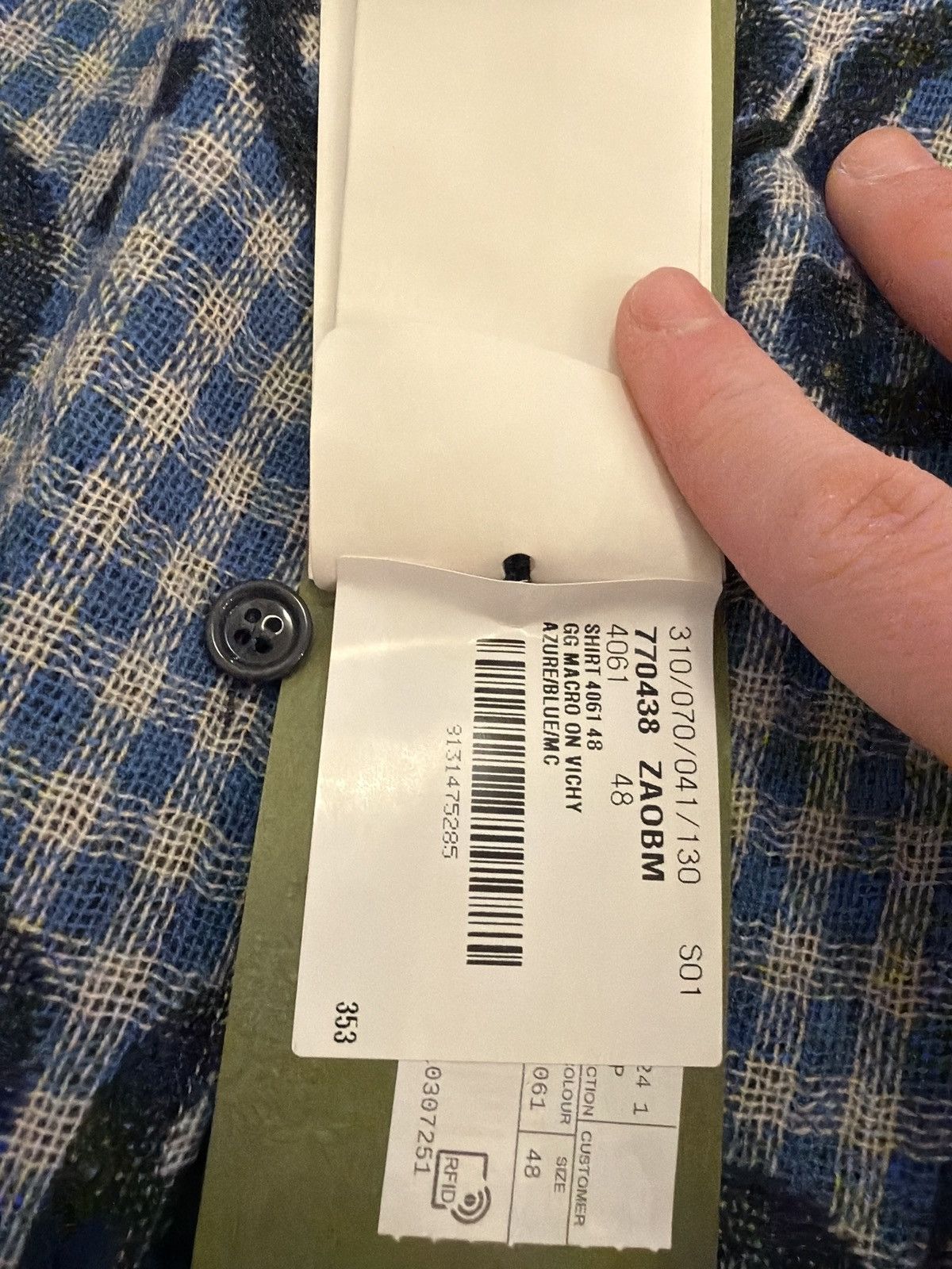 Gucci GUCCI MONOGRAM CHECK SHIRT AZURE/BLUE SS 2024 Size US M / EU 48-50 / 2 - 6 Thumbnail