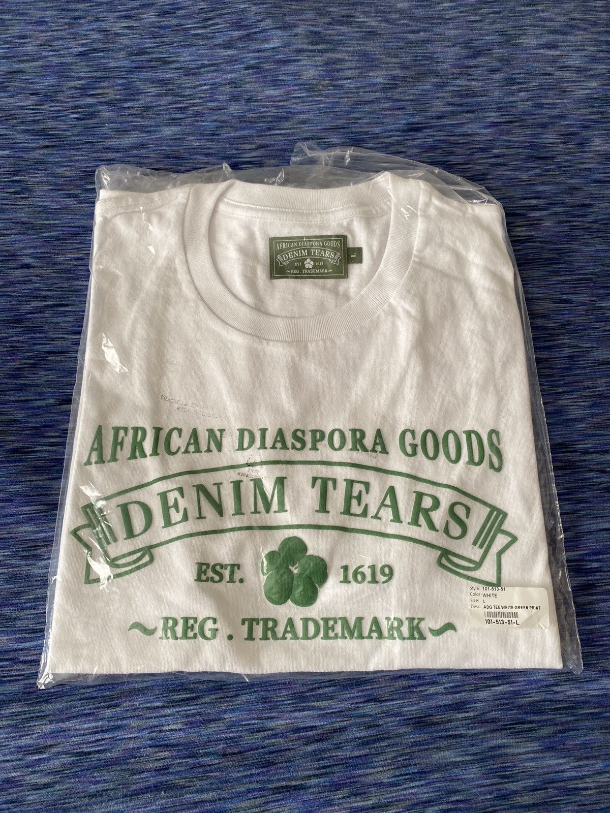 image of Denim Tears Cotton Wreath Logo Spell Out in White, Men's (Size 2XL)