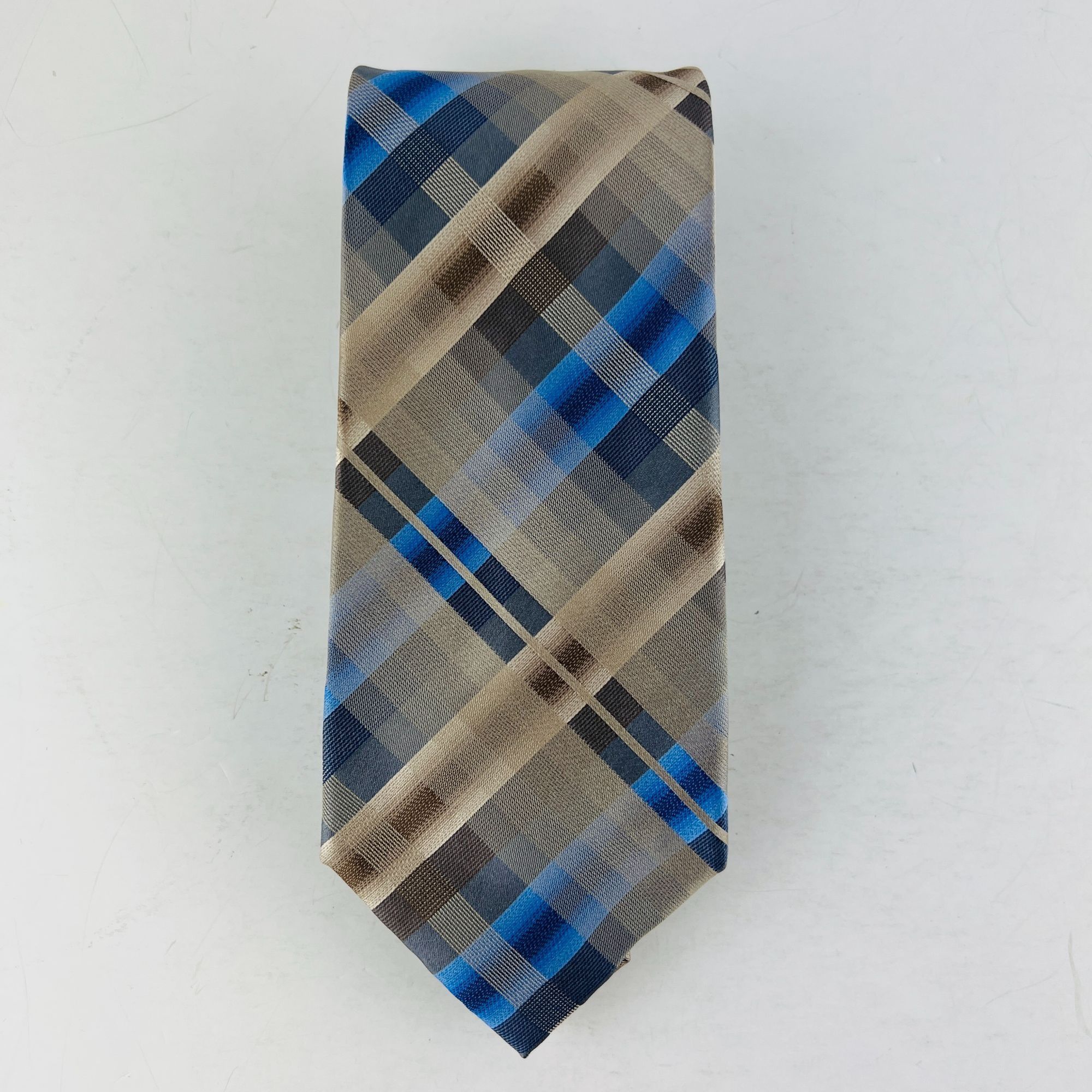 Kenneth Cole Kenneth Cole Reaction Cross Stripes Beige Blue Necktie Tie 1 Size ONE SIZE - 2 Thumbnail