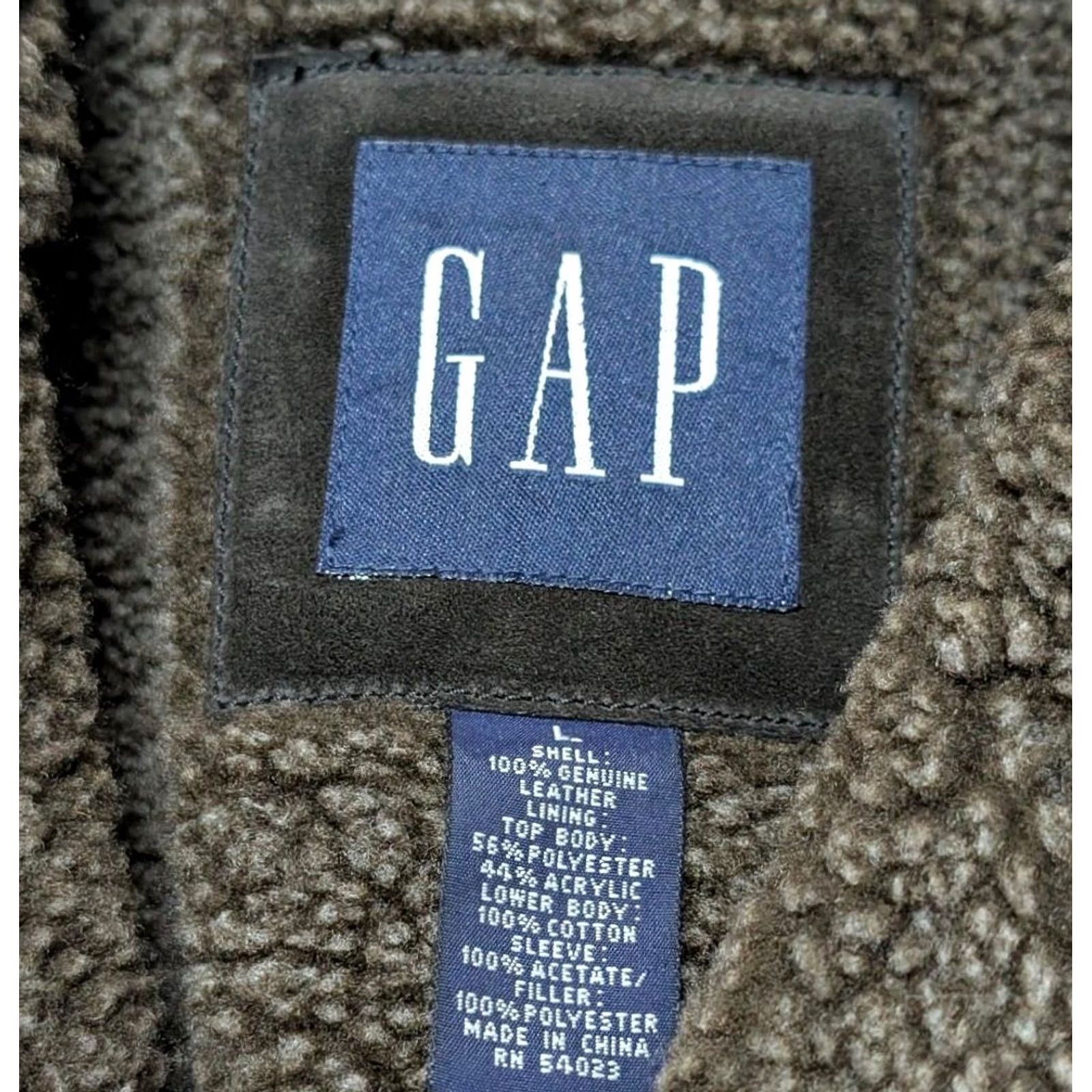 Gap VINTAGE GAP Leather Jacket TRUCKER Men's L Brown Suede Cowhide Wool Sherpa Collar 70s 80s Western Style Size US L / EU 52-54 / 3 - 4 Thumbnail