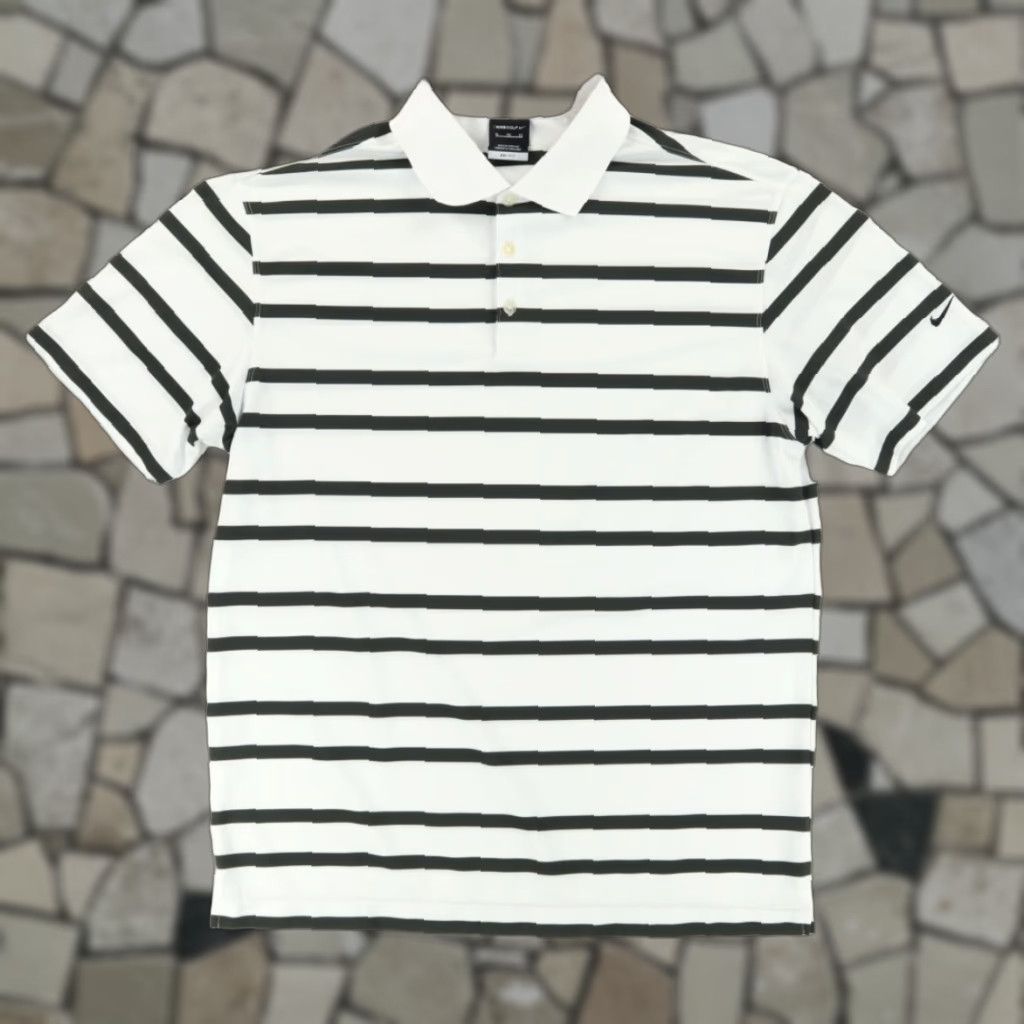 Nike Nike Dri-Fit Golf Black Striped Polo Shirt White Men's XL Shirt Size US XL / EU 56 / 4 - 1 Thumbnail