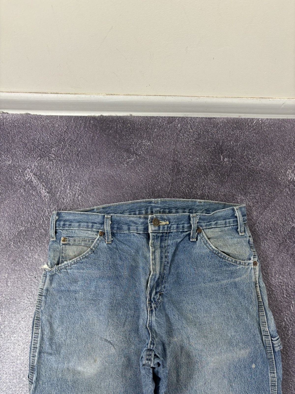 Dickies Vintage Dickies Y2K Faded Light Blue Denim Work Baggy Jeans Size US 31 - 11 Thumbnail