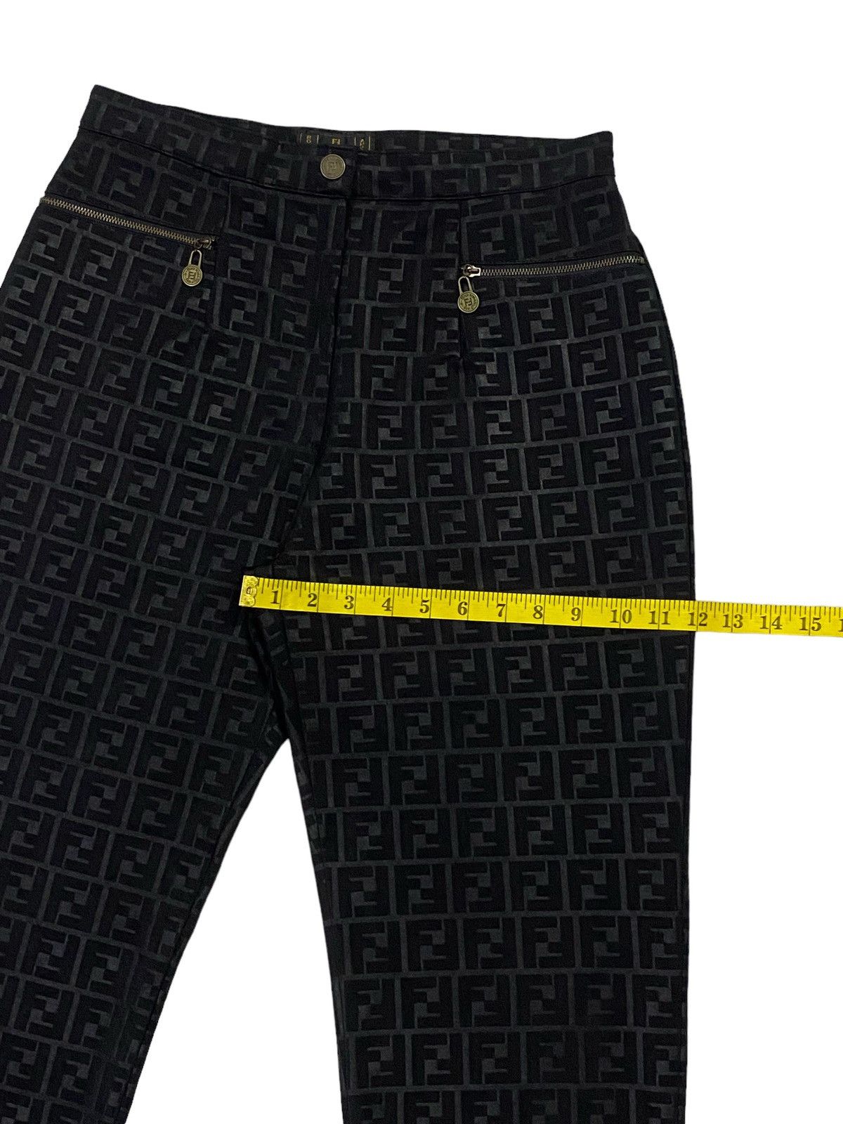 Fendi Vintage Fendi Zucca Monogram Stretch Black Pants Size US 29 - 8 Thumbnail