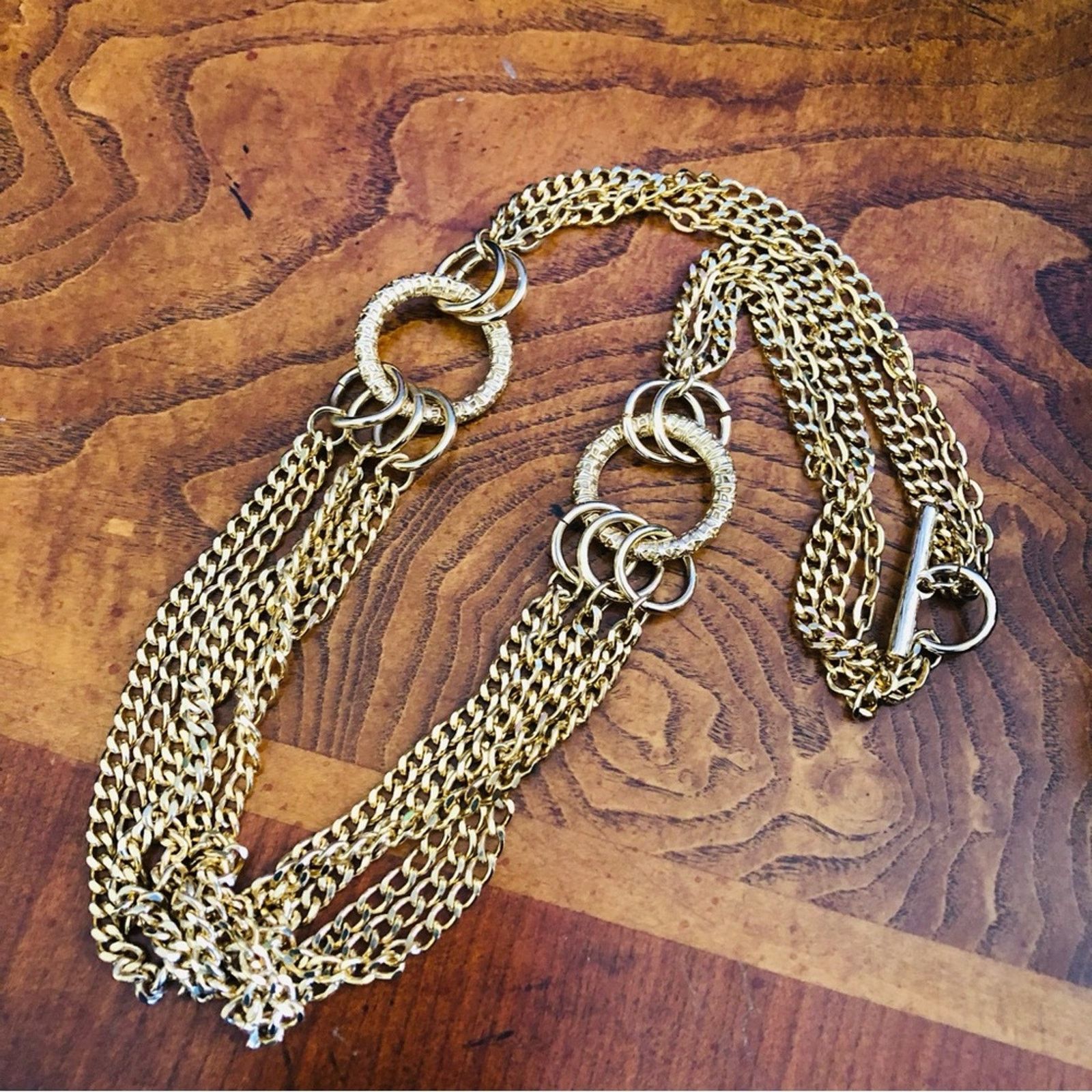 Vintage Vintage 80s multi strand chain link ring bold necklace Size ONE SIZE - 7 Thumbnail