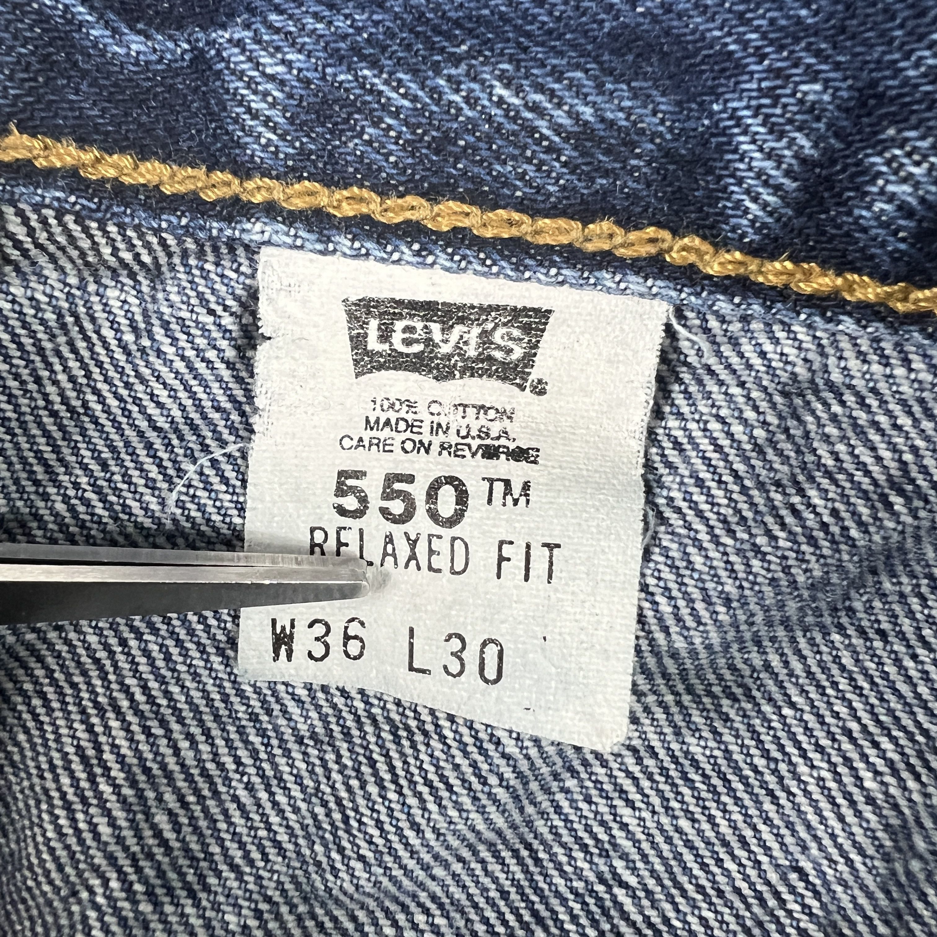 Levi's × Vintage Y2K Levi's Jeans 550 Relaxed Dark Blue Faded Cotton Denim Size US 34 / EU 50 - 8 Thumbnail