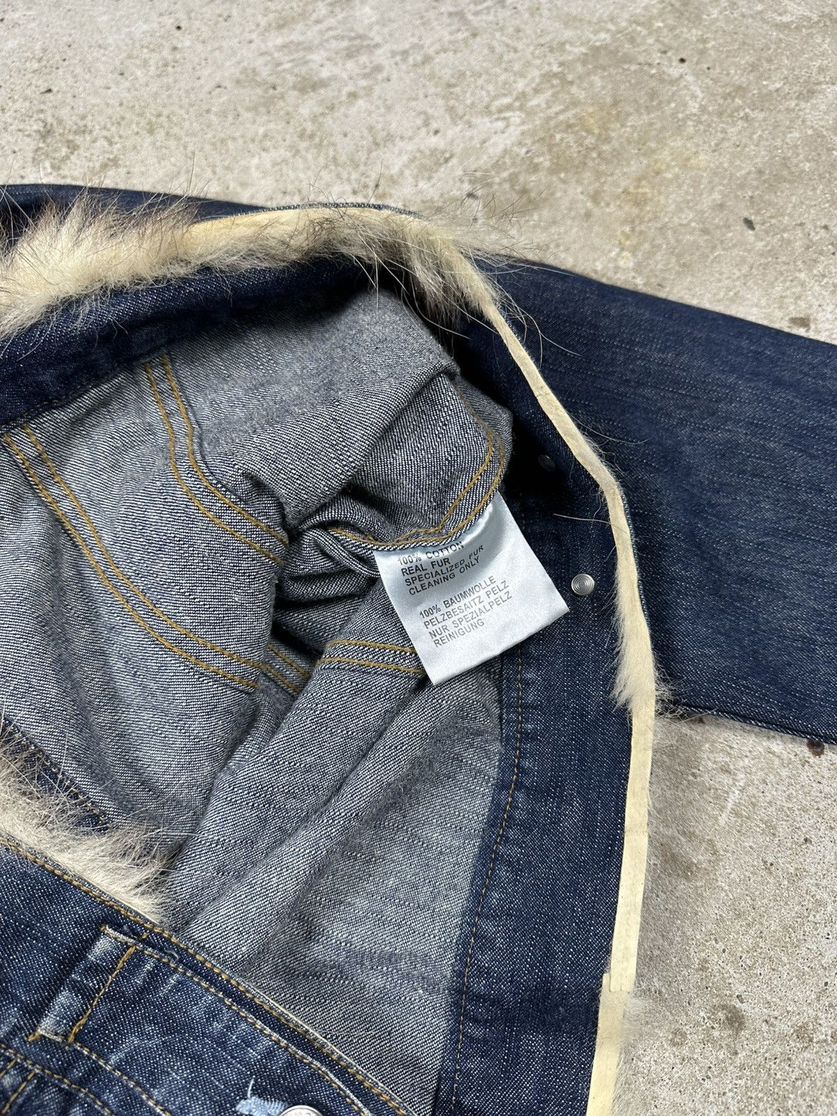 If Six Was Nine Vintage Y2K Real Fur Denim Trucker Jacket Jeans Archive Trim Size US M / EU 48-50 / 2 - 12 Thumbnail