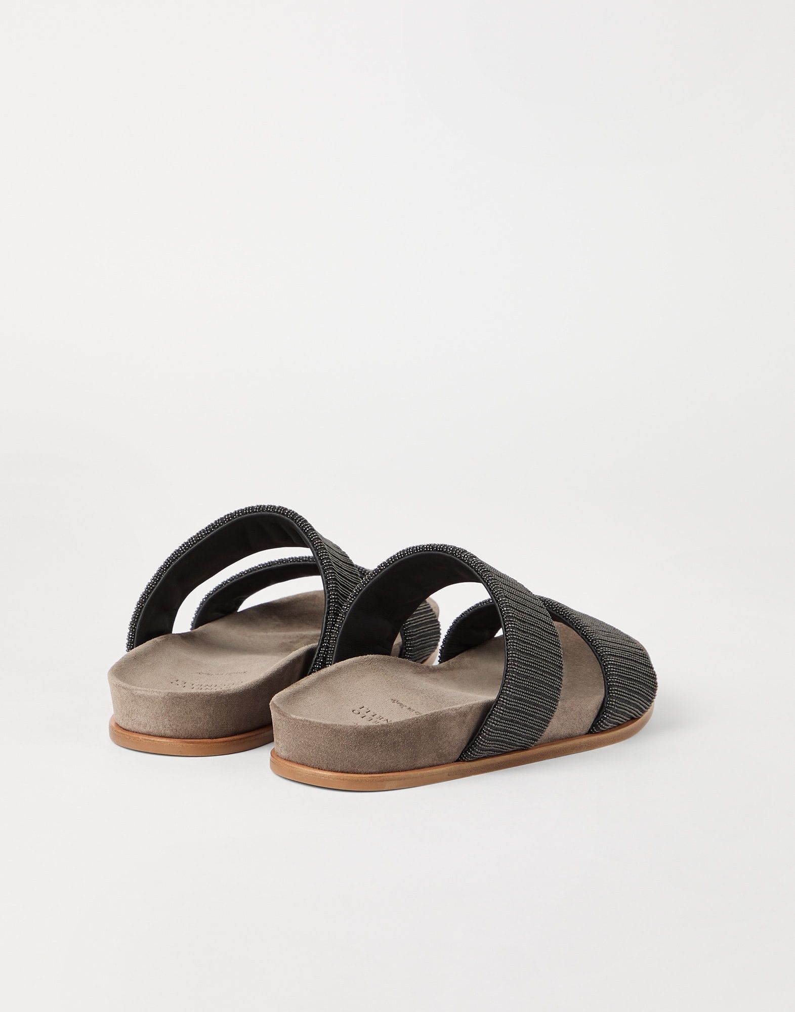 Brunello Cucinelli o1la1rc1a0326 Suede Slides Slippers in Anthracite Size US 9 / IT 39 - 3 Thumbnail