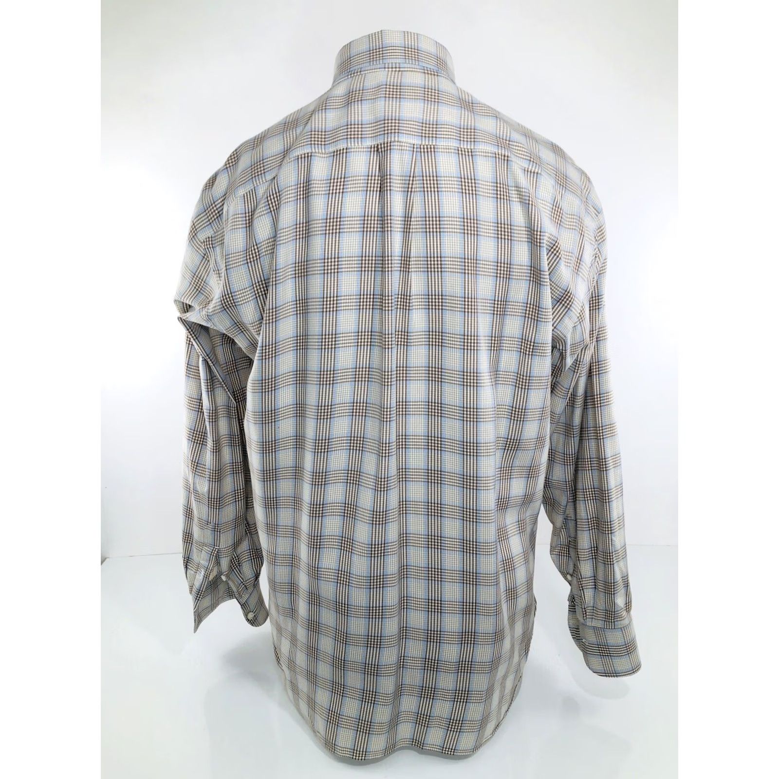 Vintage BORELLI Plaid Shirt Mens M Brown / Blue / White Button-Up ITALY Size US M / EU 48-50 / 2 - 5 Thumbnail