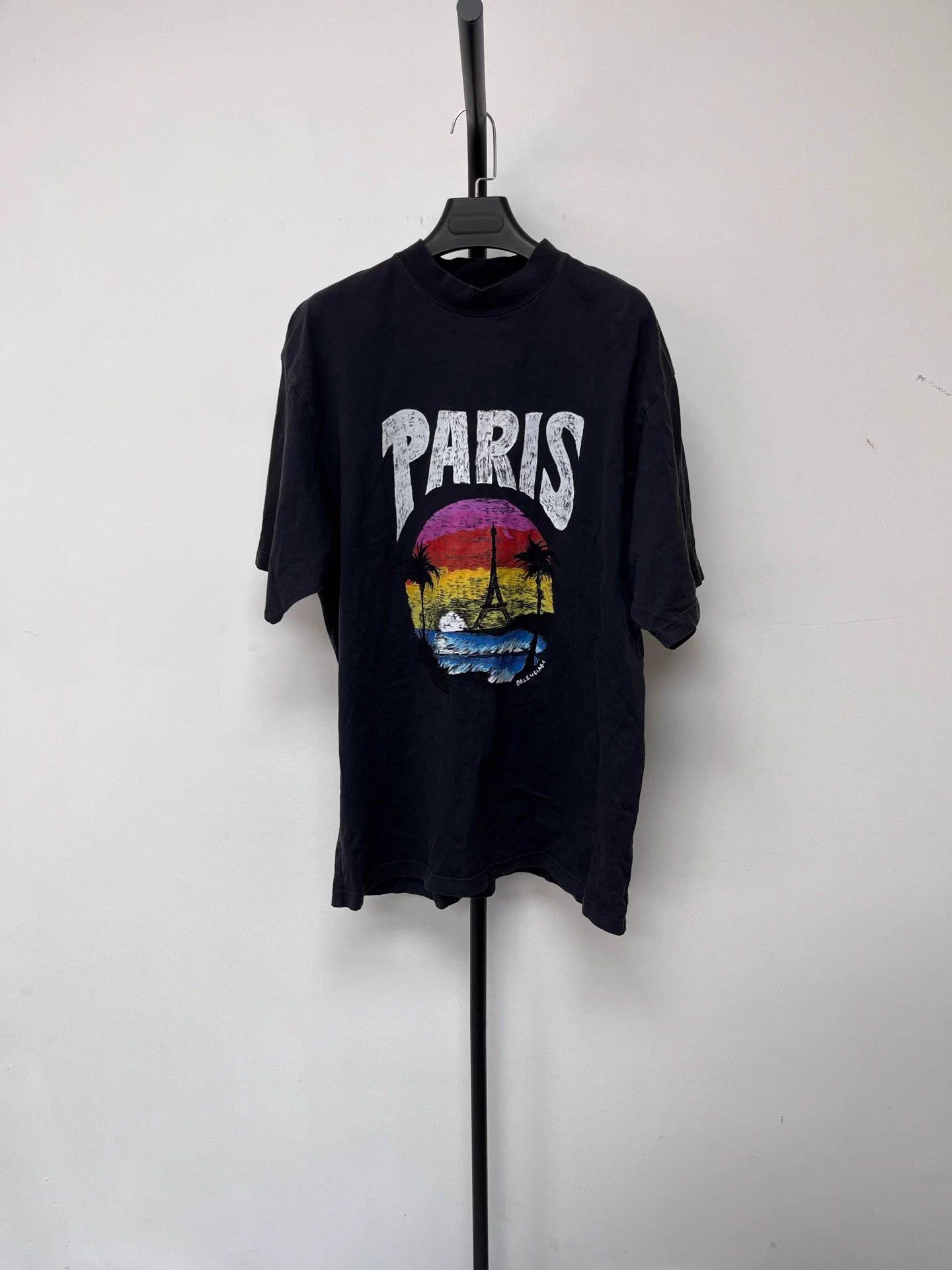 Balenciaga Balenciaga Logo Arch Print Men's Black Regular Short Tee S Size US S / EU 44-46 / 1 - 1 Thumbnail