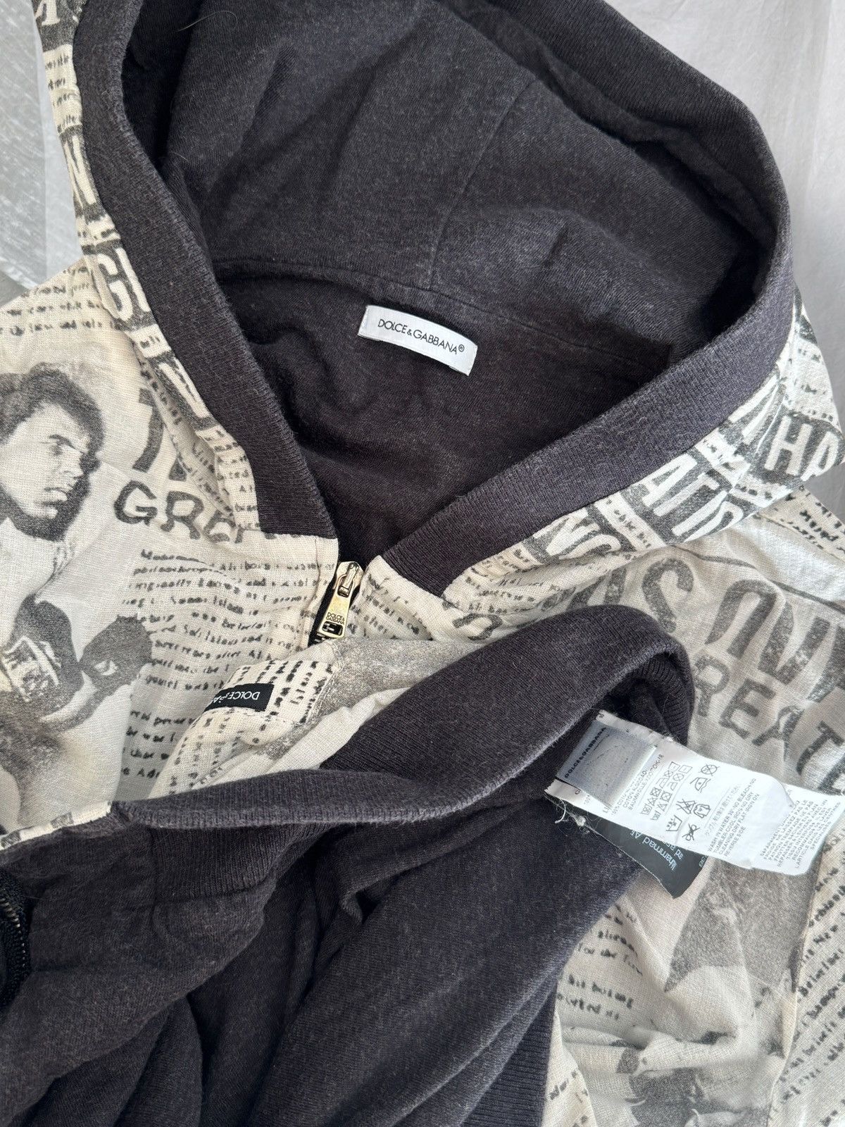 Dolce & Gabbana D&G Dolce & Gabbana x Mohamed Ali Gazette Printed Zip Hoodie Size XS / US 0-2 / IT 36-38 - 8 Thumbnail