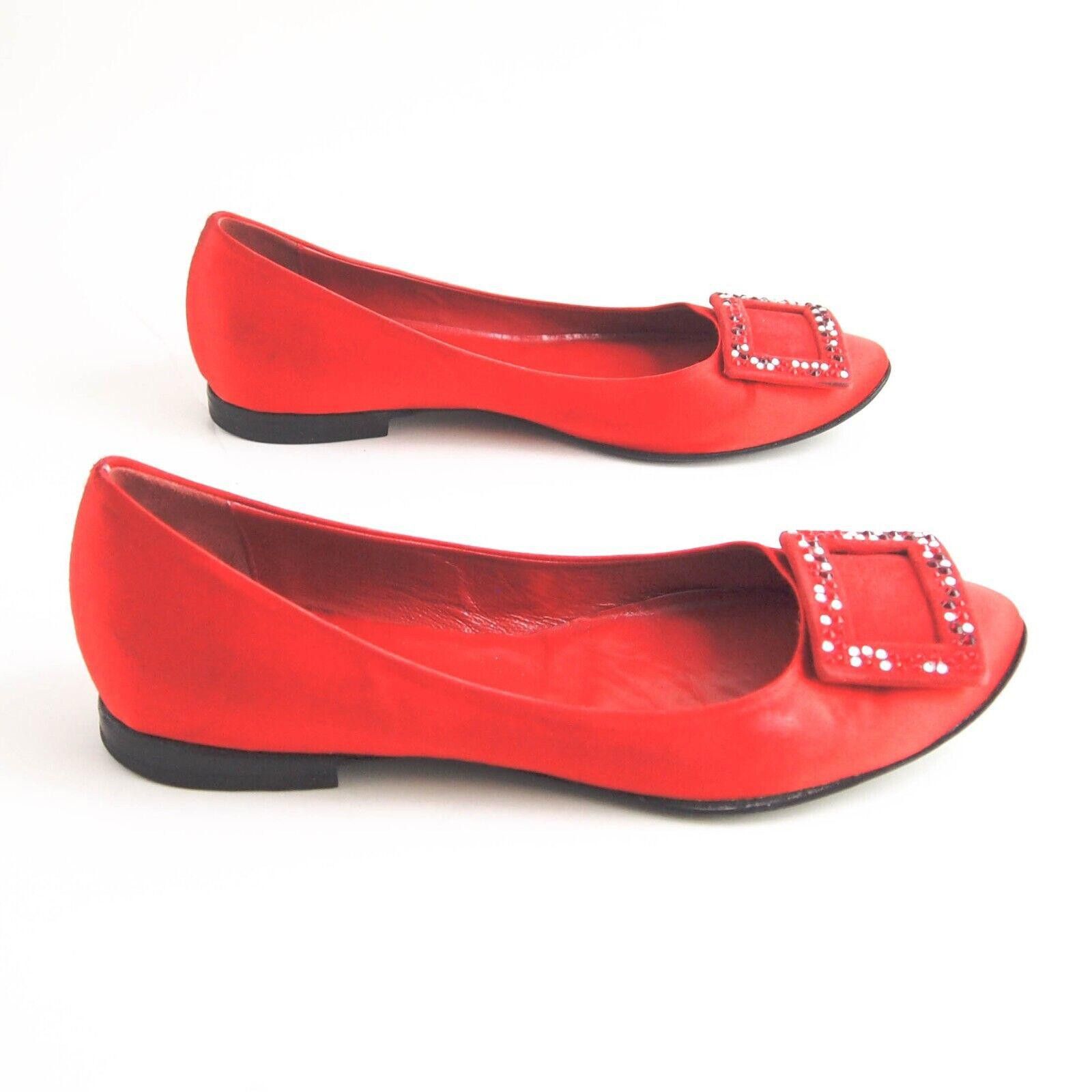 Designer Mauro Volponi Flats Loafers Red Satin Suede US 9 EU 39 Size US 9 / IT 39 - 5 Thumbnail