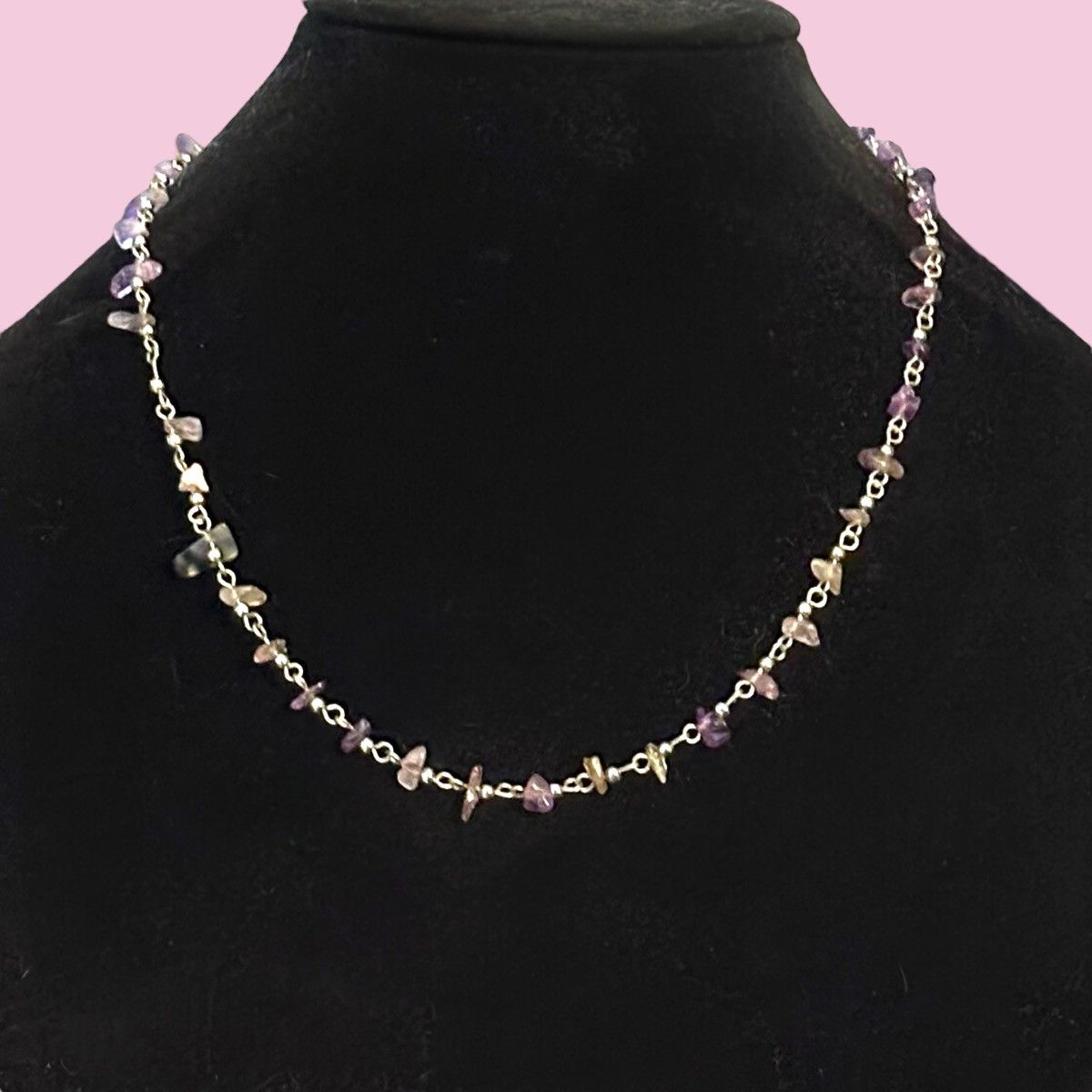 Vintage Vintage silver amethyst chip chain necklace Size ONE SIZE - 1 Thumbnail
