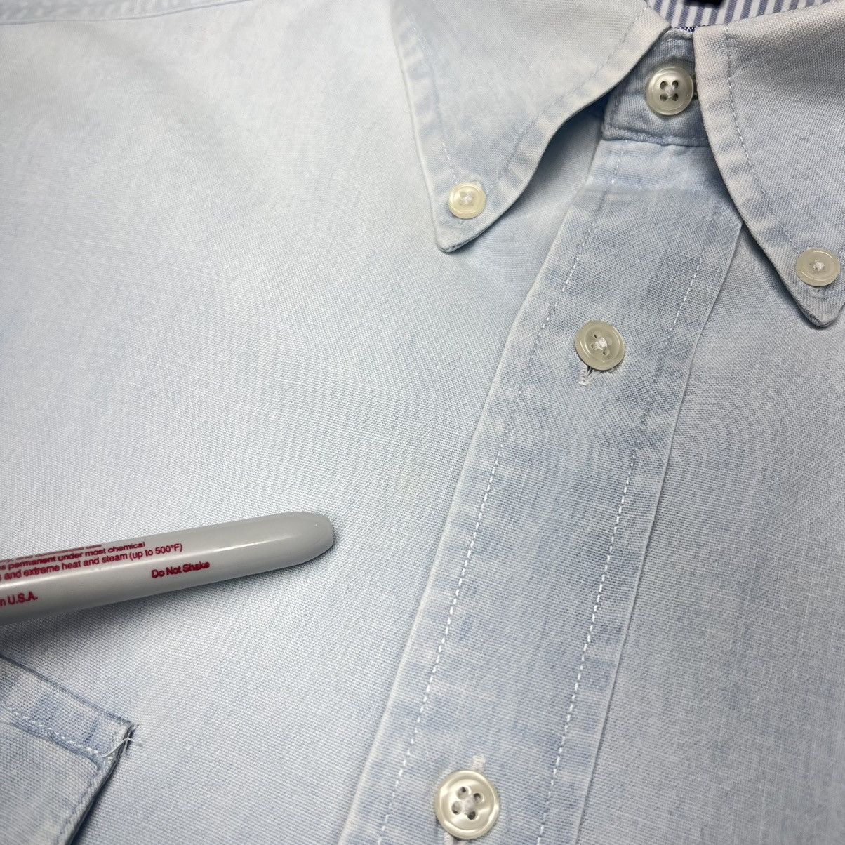Tommy Hilfiger × Vintage VTG Tommy Hilfiger Button Down Shirt White Blue Faded Size US L / EU 52-54 / 3 - 18 Thumbnail