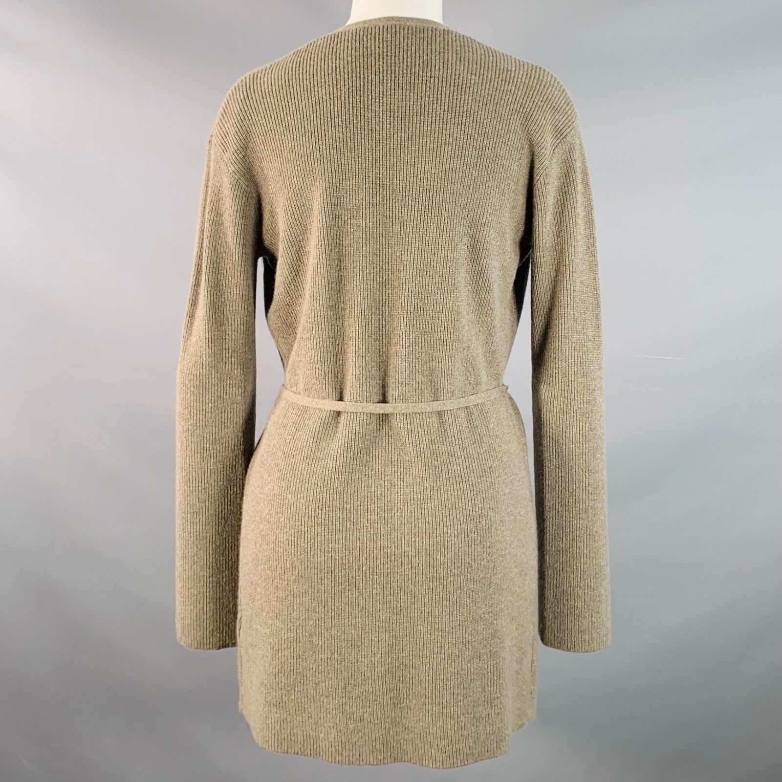 Theory THEORY Brown Taupe Cashmere Rib Knit Tie Front Cardigan Size S / US 4 / IT 40 - 3 Thumbnail