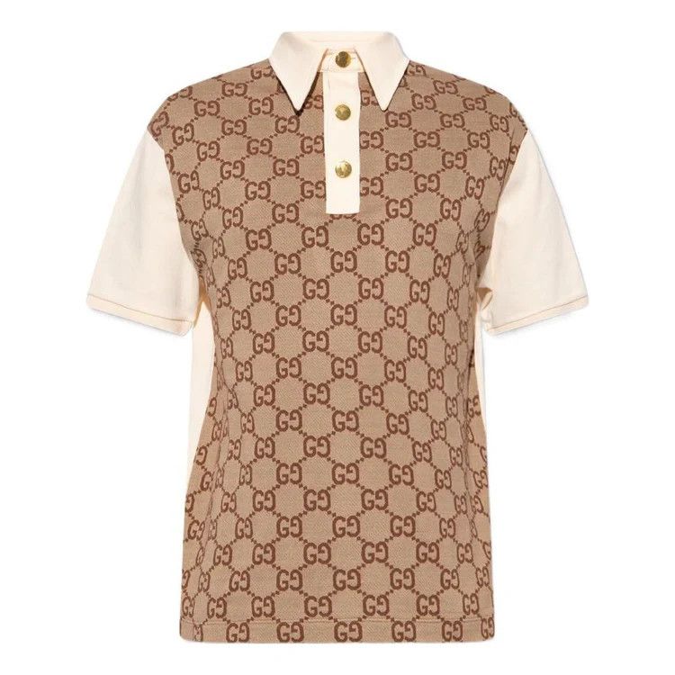 Gucci o1B3y1r0526 Short Sleeve Polo Shirt in Beige/Ebony Size US M / EU 48-50 / 2 - 1 Thumbnail