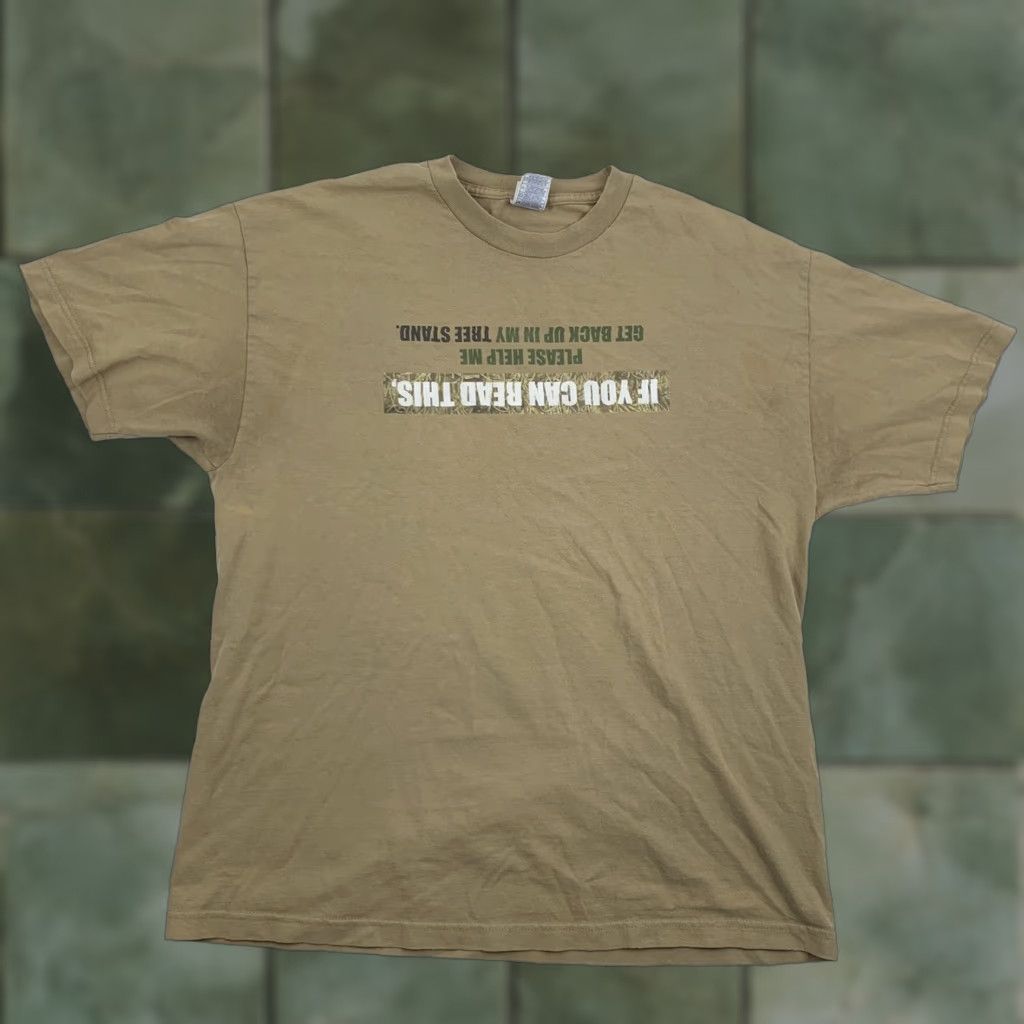 Vintage VINTAGE Hunting Funny Deer Stand T Shirt Adult XL Tan Outdoors Upside Down Y2K Shirt Mens BROWN Curious? Size US XL / EU 56 / 4 - 1 Thumbnail