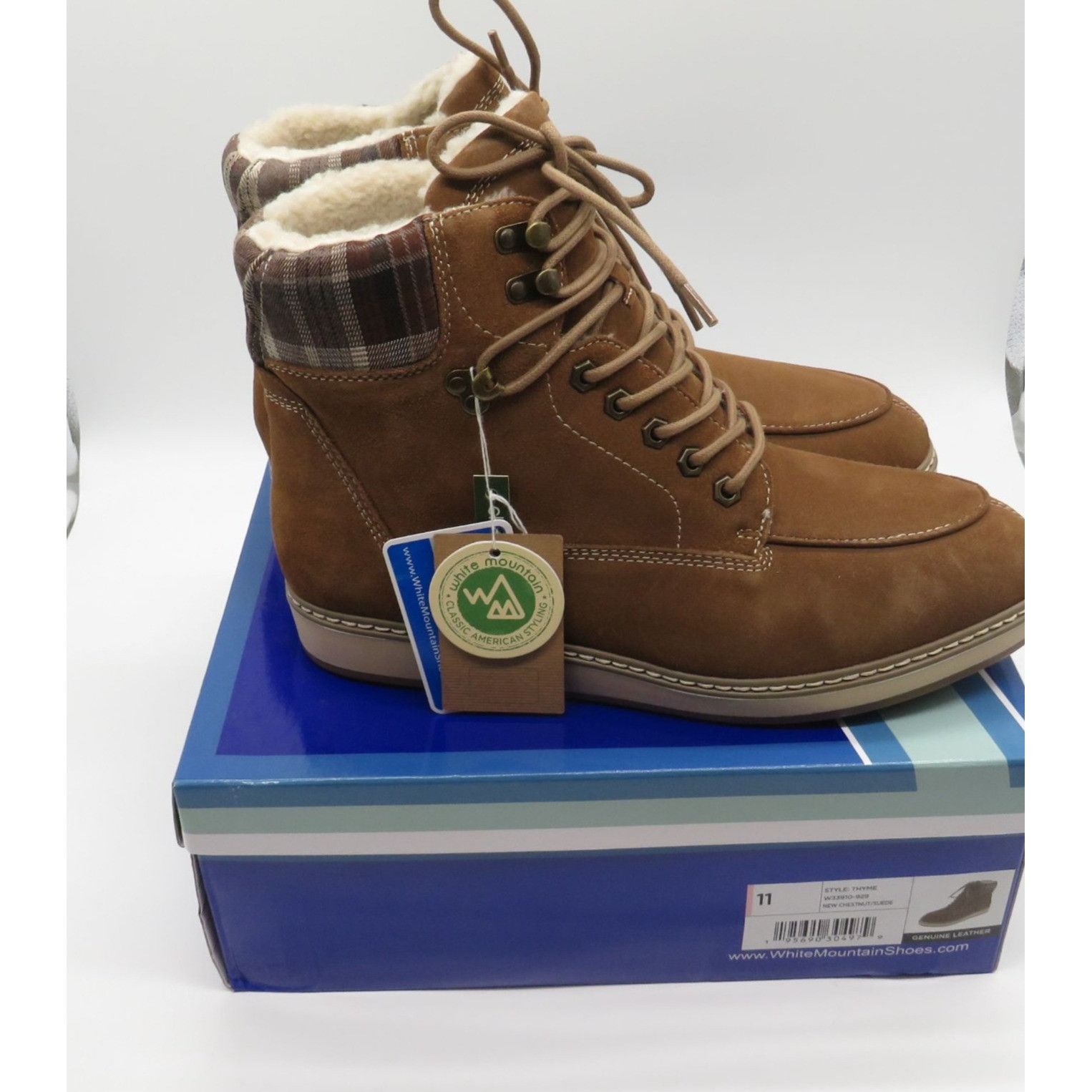 Other White Mountain Brown Plaid High-Top Lace-Up Boots Faux Fur L Size US 11 / IT 41 - 2 Thumbnail