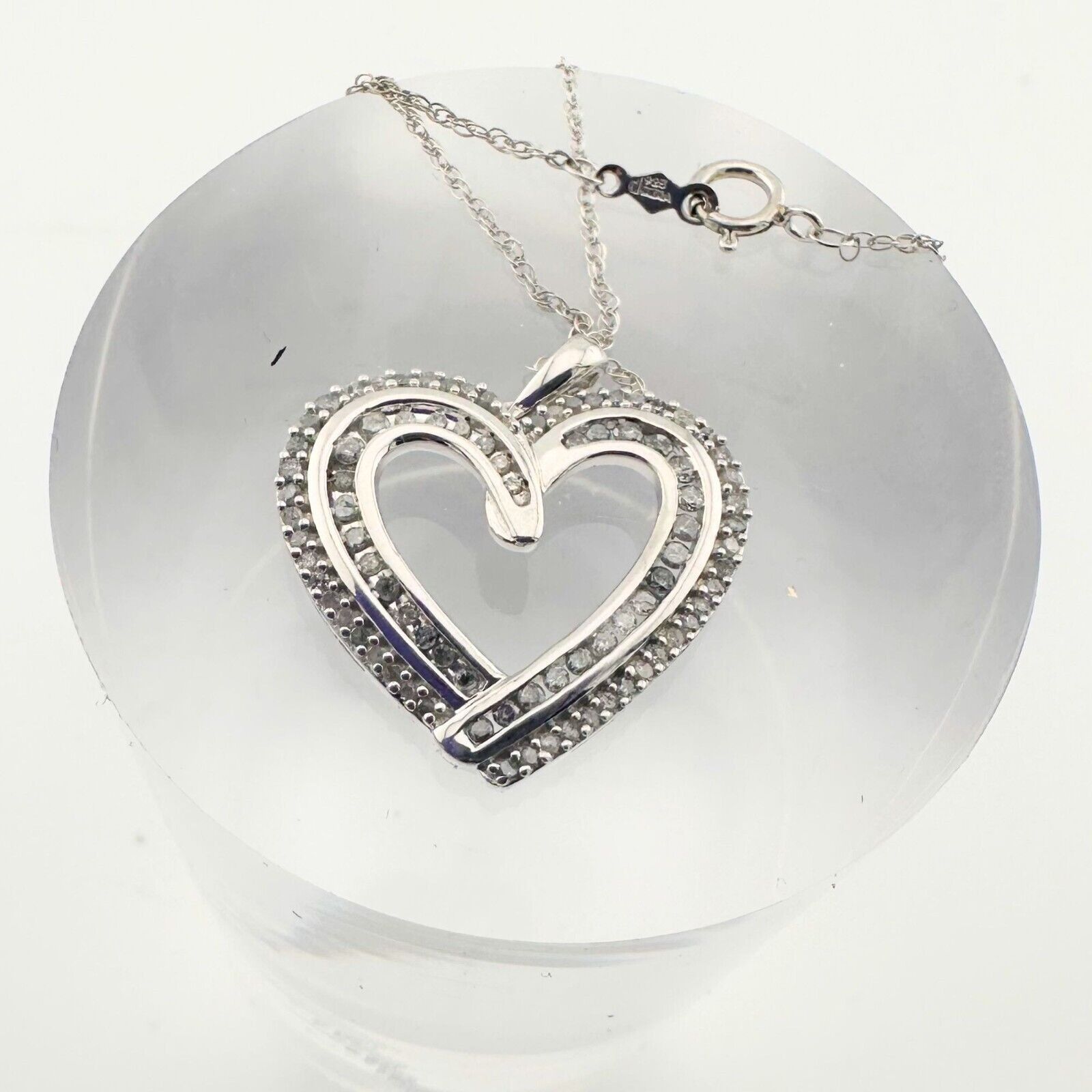 Other Beautiful 1/2 Carat Natural Diamond Heart Necklace Sterling Size ONE SIZE - 4 Thumbnail