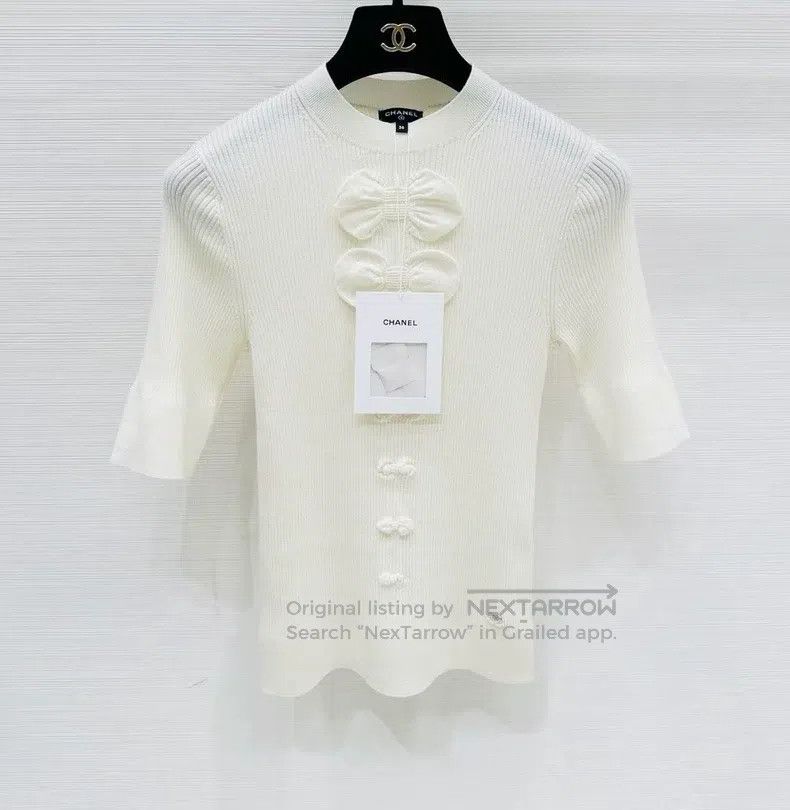 Chanel Chanel 25K bow knitted short sleeves Size XS / US 0-2 / IT 36-38 - 1 Thumbnail