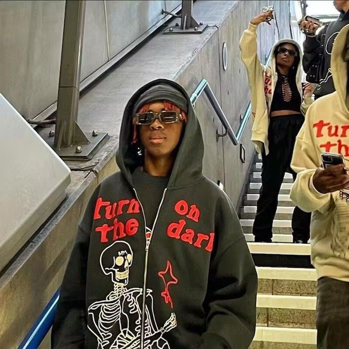 Japanese Brand Y2k Skeleton Streetwear Hoodie, Y2k Clothing Size US L / EU 52-54 / 3 - 3 Thumbnail