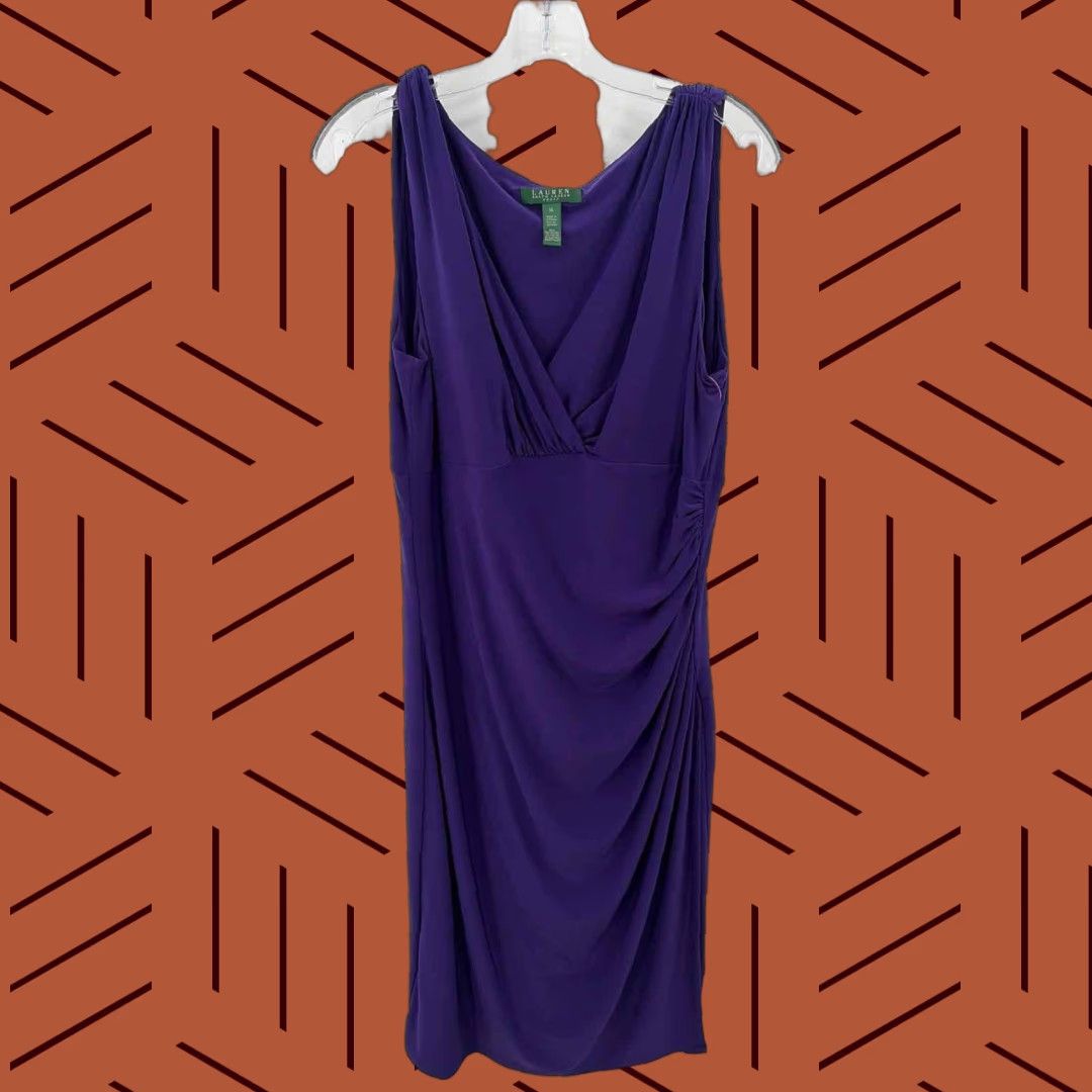 VINTAGE Pre-Owned Lauren Purple Size 14 Knee Length Sleeveless Dress