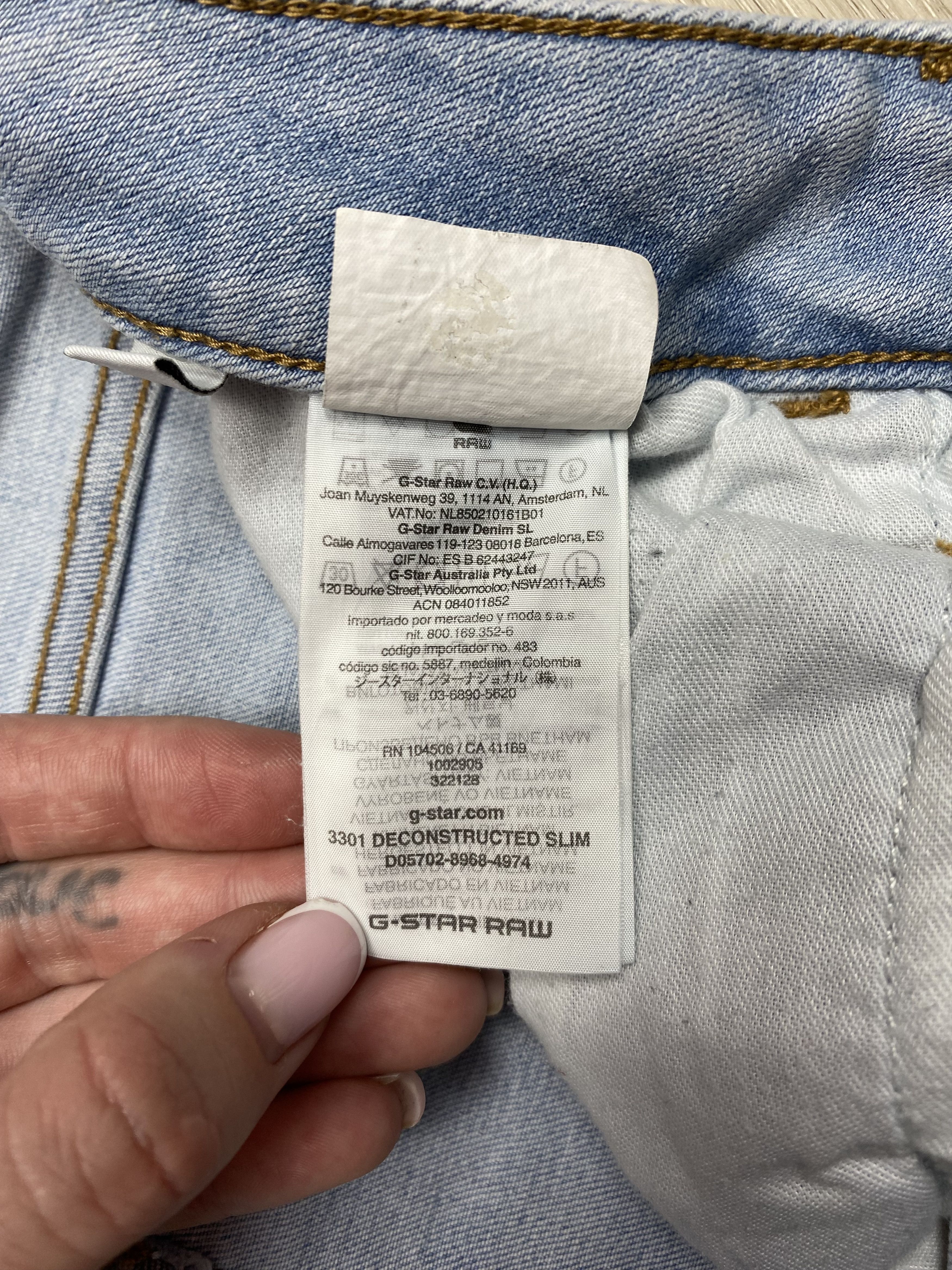 G-Star G Star Raw 3301 Mens Deconstructed Slim Denim Pants Jeans Size US 30 / EU 46 - 7 Thumbnail