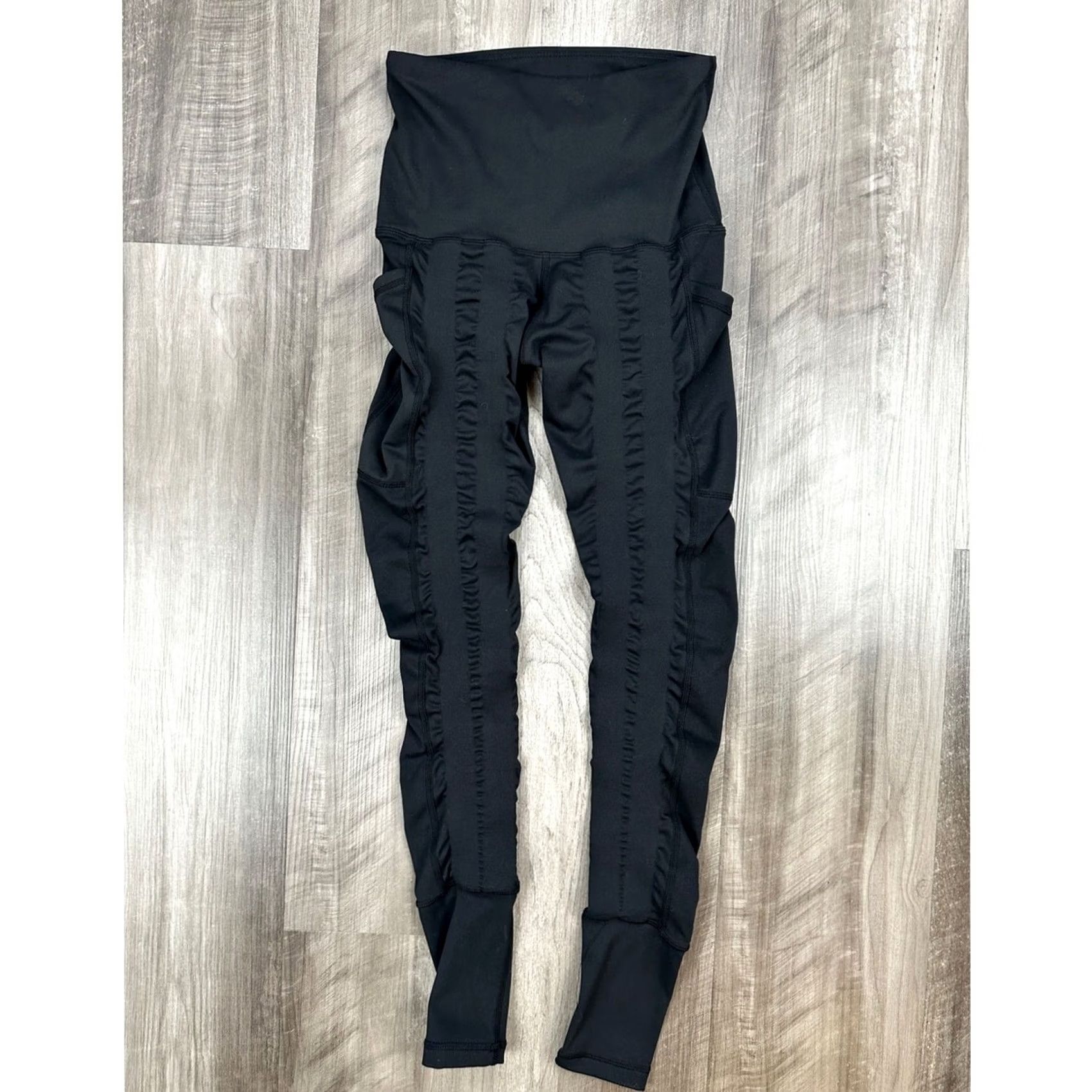 Vintage Sweetflexx Black High Rise Pockets Full Length Resistance Leggings Womens 2 Regular Polyester Spandex Compression Leggings Size 26" / US 2 / IT 38 - 2 Thumbnail