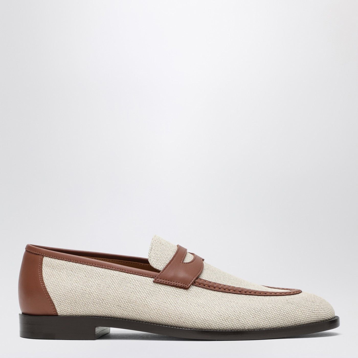 Loro Piana Loro Piana Sergio Loafers In Natural-Coloured Canvas And Leather Size US 11 / IT 41 - 1 Thumbnail