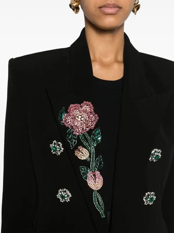 Balmain o1s1wg110825 Crystal Embellished Blazer in Black Size L / US 10 / IT 46 - 5 Thumbnail