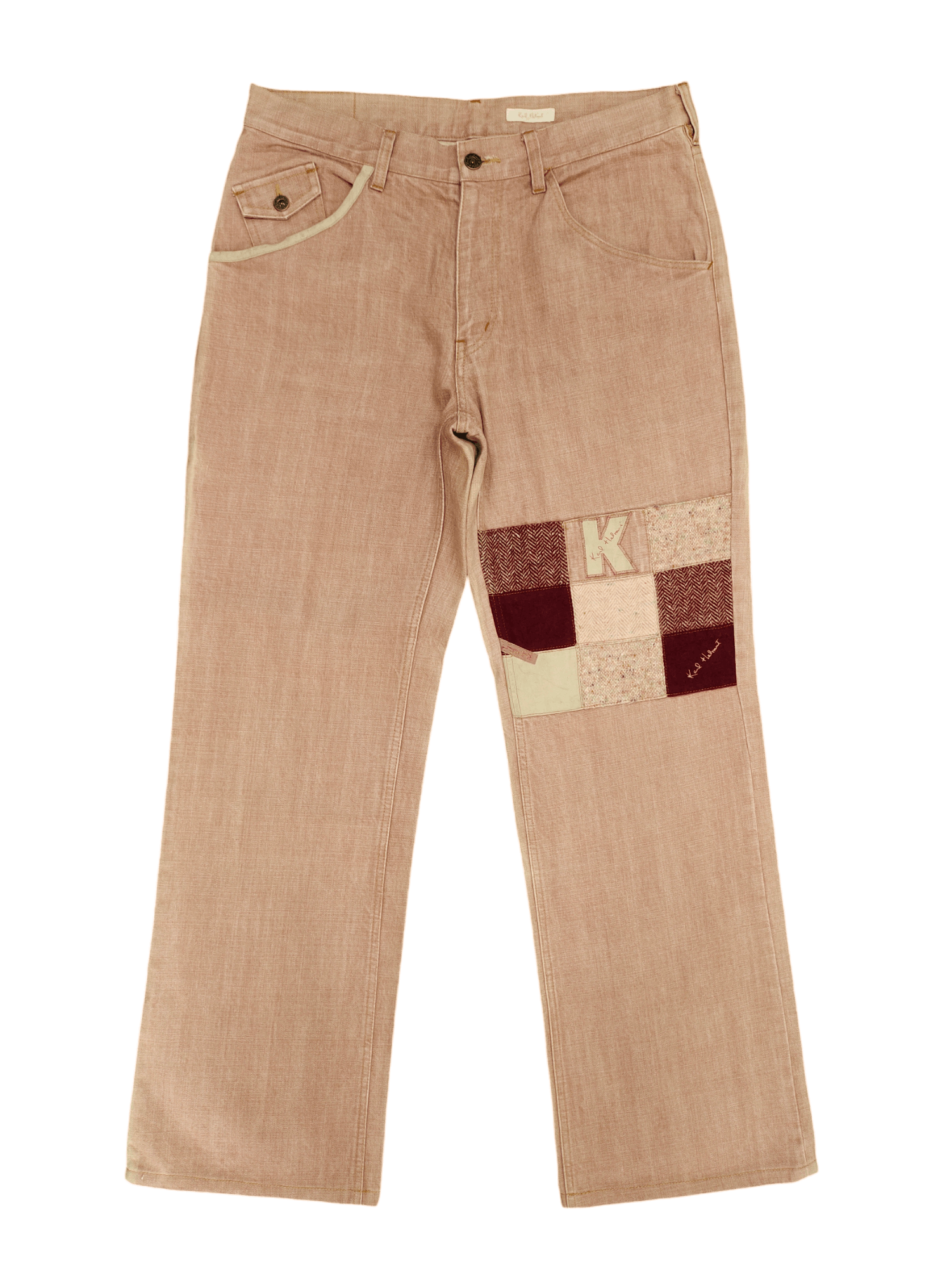 Karl Helmut 1990s Karl Helmut Heringbone Tweed Patchwork Denim Jeans Size US 33 - 1 Thumbnail