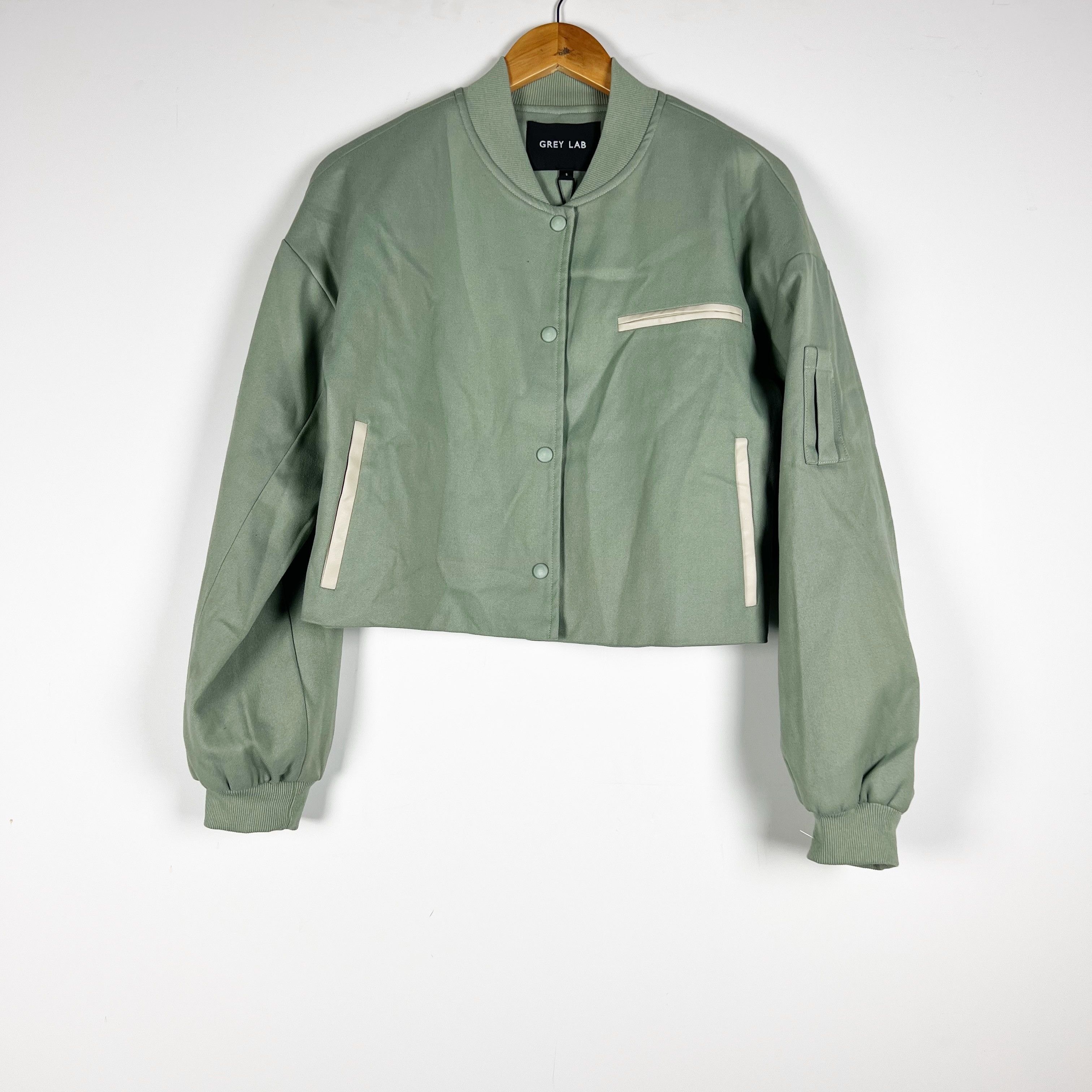 Other NEW Grey Lab Cropped Bomber Snap Button Size S / US 4 / IT 40 - 1 Thumbnail