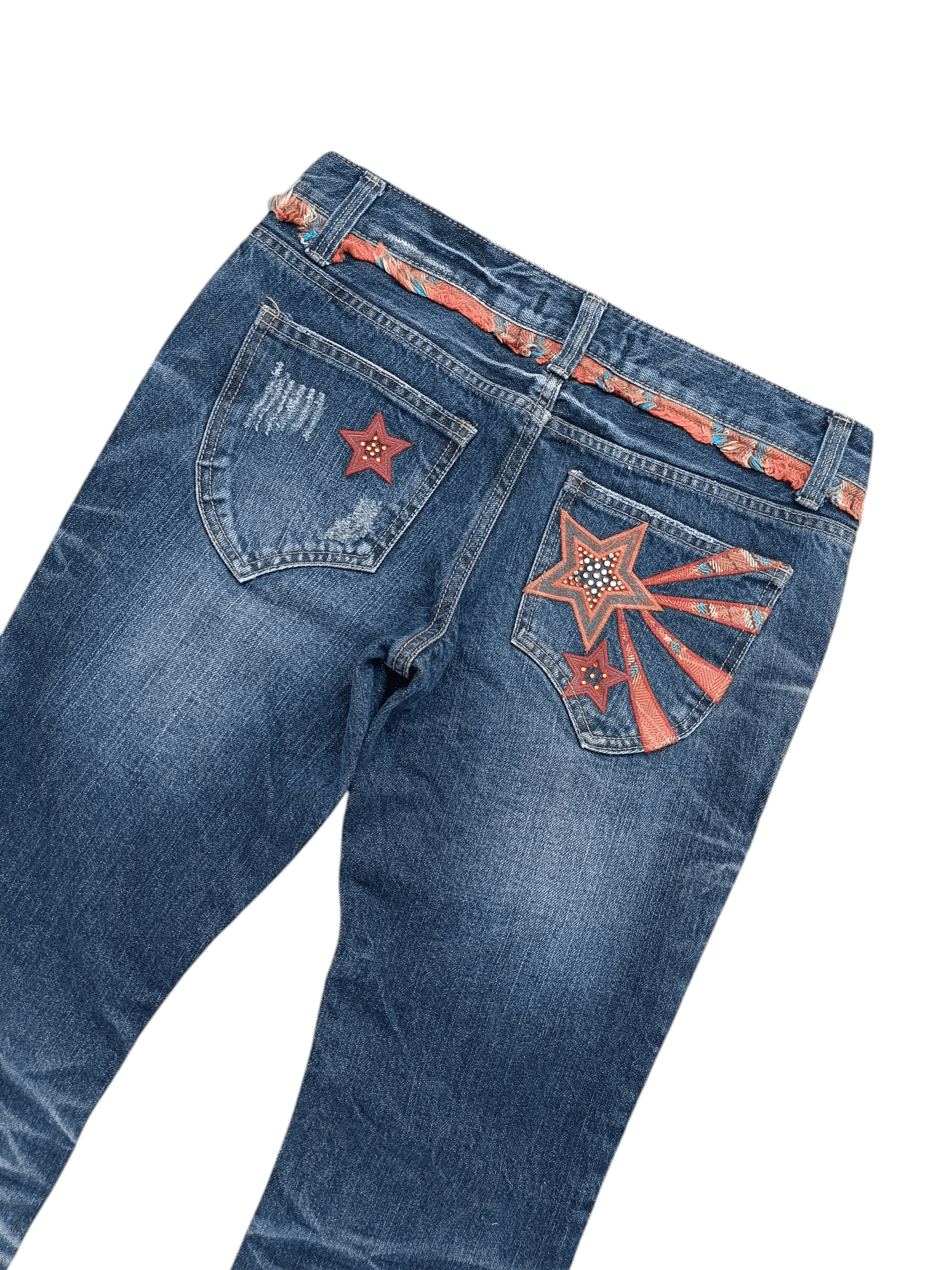 Japanese Brand BUZZ SPUNKY Skinny Distressed Whiskers Faded Rare Design Size US 30 / EU 46 - 18 Thumbnail
