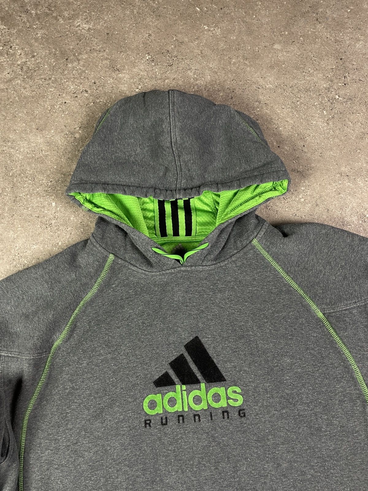 Adidas × Vintage Vintage Y2K Adidas Running Big Logo Hoodie Sweatshirt Size US XL / EU 56 / 4 - 2 Thumbnail