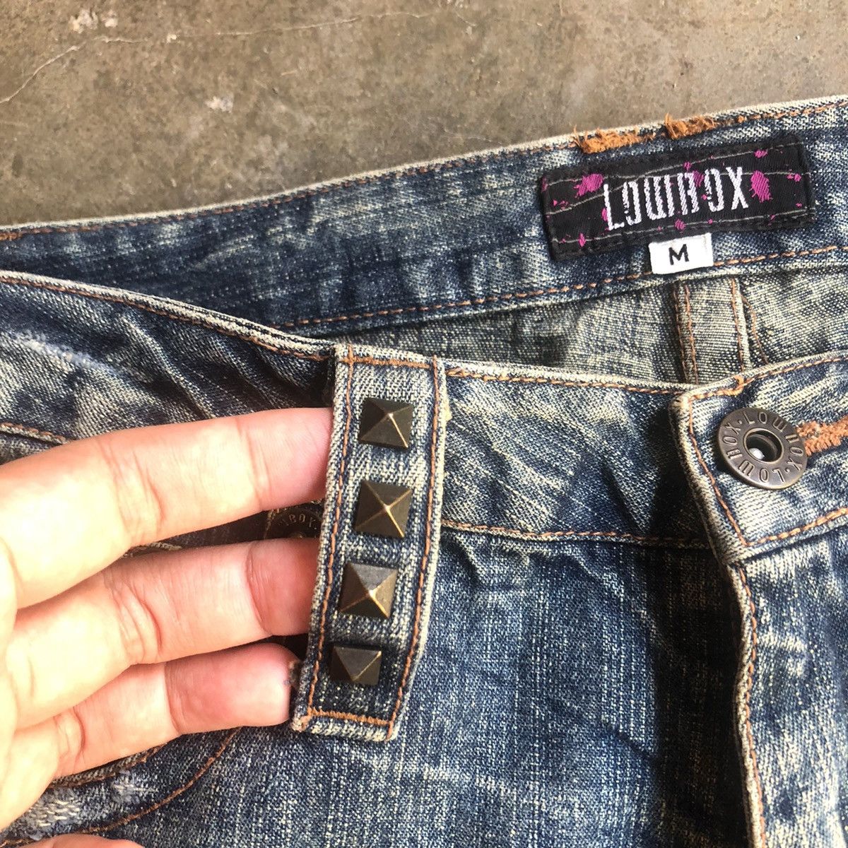Japanese Brand × LOWBOX Lowbox Punk Stayle Flare Jeans 🍒 Size US 31 - 5 Thumbnail