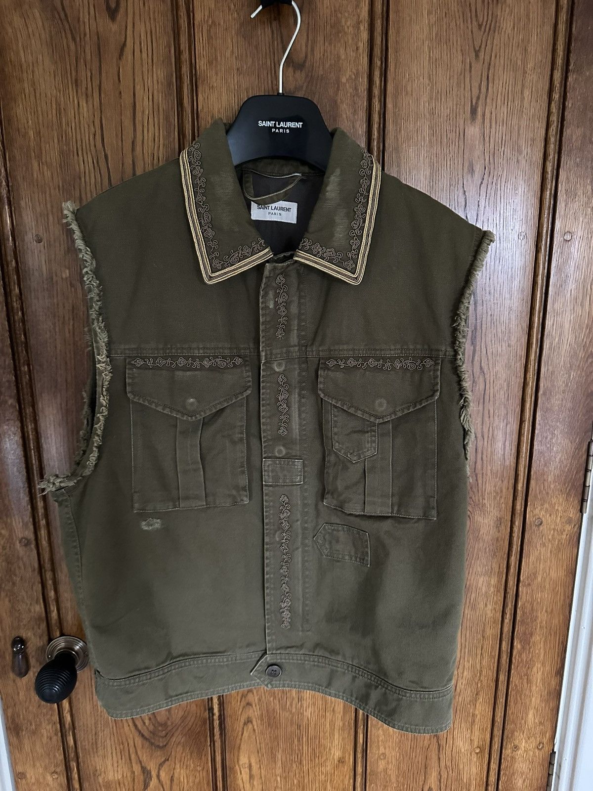 Saint Laurent Paris $2290 SS19 Saint Laurent sleeveless embroidered jacket 50 Size US M / EU 48-50 / 2 - 1 Thumbnail