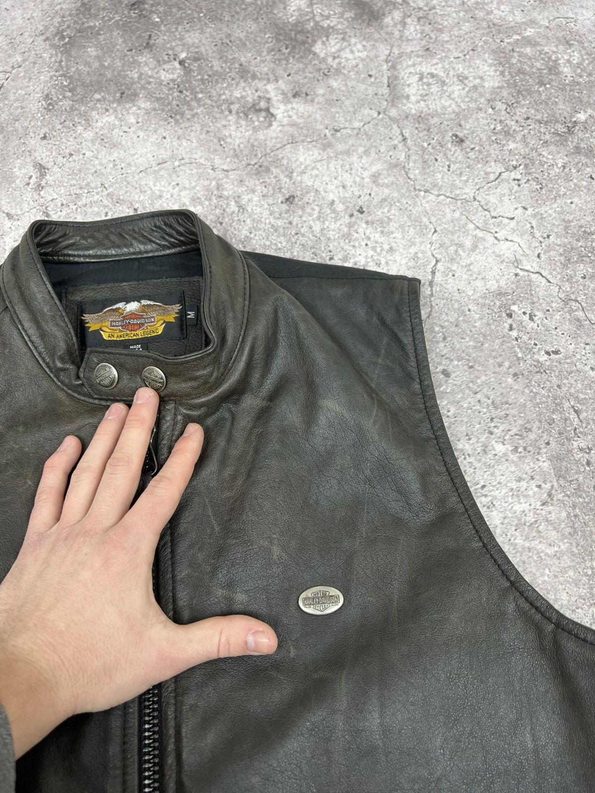 Harley Davidson Vintage Harley Davidson Leather Nylon Vest 90s Size US M / EU 48-50 / 2 - 6 Thumbnail