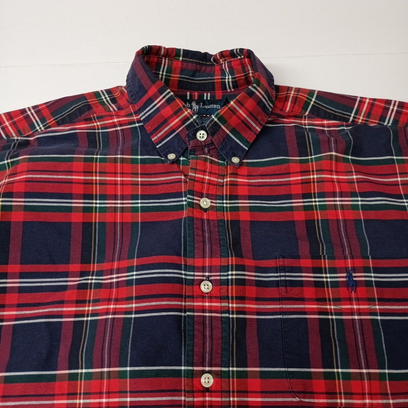 Ralph Lauren Ralph Lauren Shirt Men's L Red Tartan Plaid Big Shirt Button Size US L / EU 52-54 / 3 - 3 Thumbnail