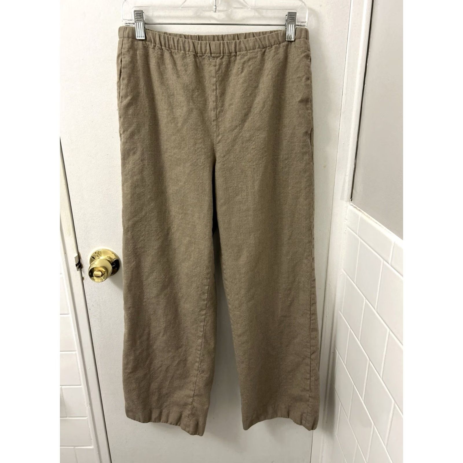 Banana Republic Banana Republic Pants Womens Small L28 Brown 100% Wool Wide Leg Elastic Waist Dress Pants Size 28" / US 6 / IT 42 - 2 Thumbnail