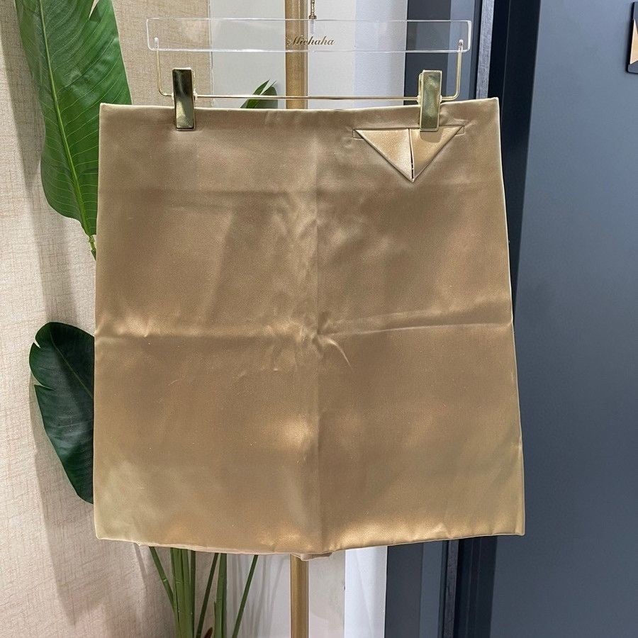 Bottega Veneta Bottega Veneta Gold Satin Mini Skirt Size 38 Size 26" / US 2 / IT 38 - 1 Thumbnail