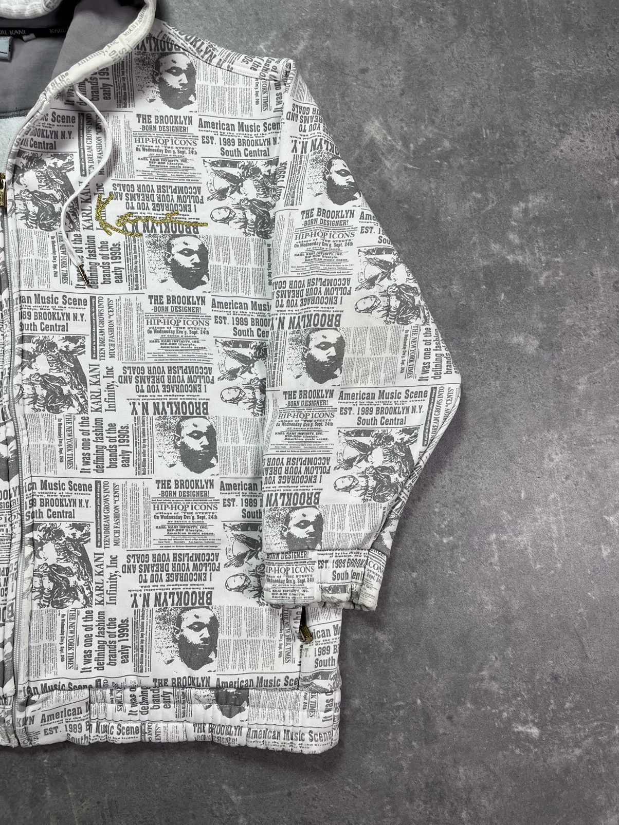 Karl Kani 00s Karl Kani Baggy Newspaper AOP Heavy Zip Hoodie Jacket XL Size US XL / EU 56 / 4 - 7 Thumbnail