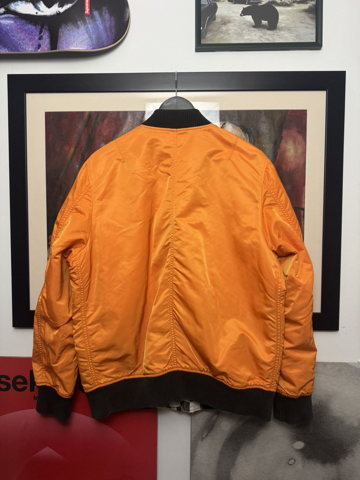 Supreme SS16 Supreme Reversible Checkered MA-1 Bomber Jacket Orange Size US L / EU 52-54 / 3 - 3 Thumbnail