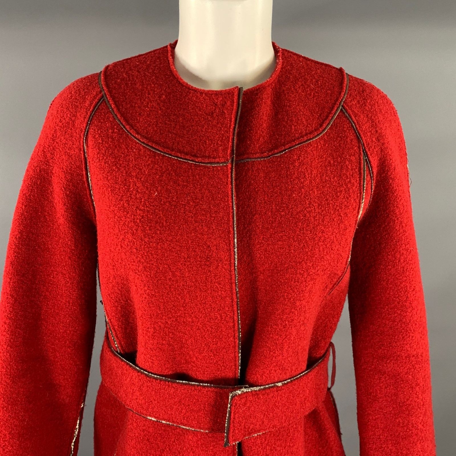 Ports 1961 PORTS 1961 Size 0 Burgundy Gold Wool Textured Collarless Size XS / US 0-2 / IT 36-38 - 2 Thumbnail