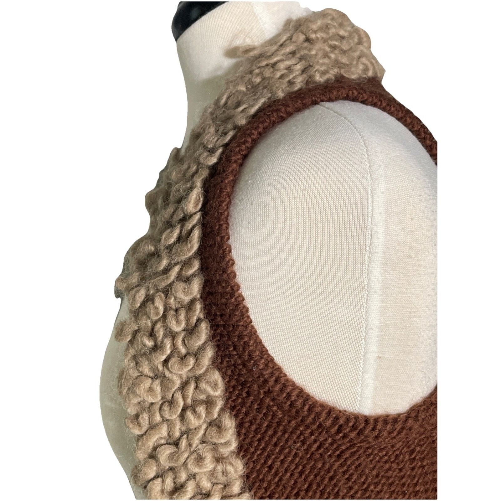 Zara TRF Zara Sherpa / Wool Vest Knitted Brown and Tan Medium Size XS / US 0-2 / IT 36-38 - 3 Thumbnail