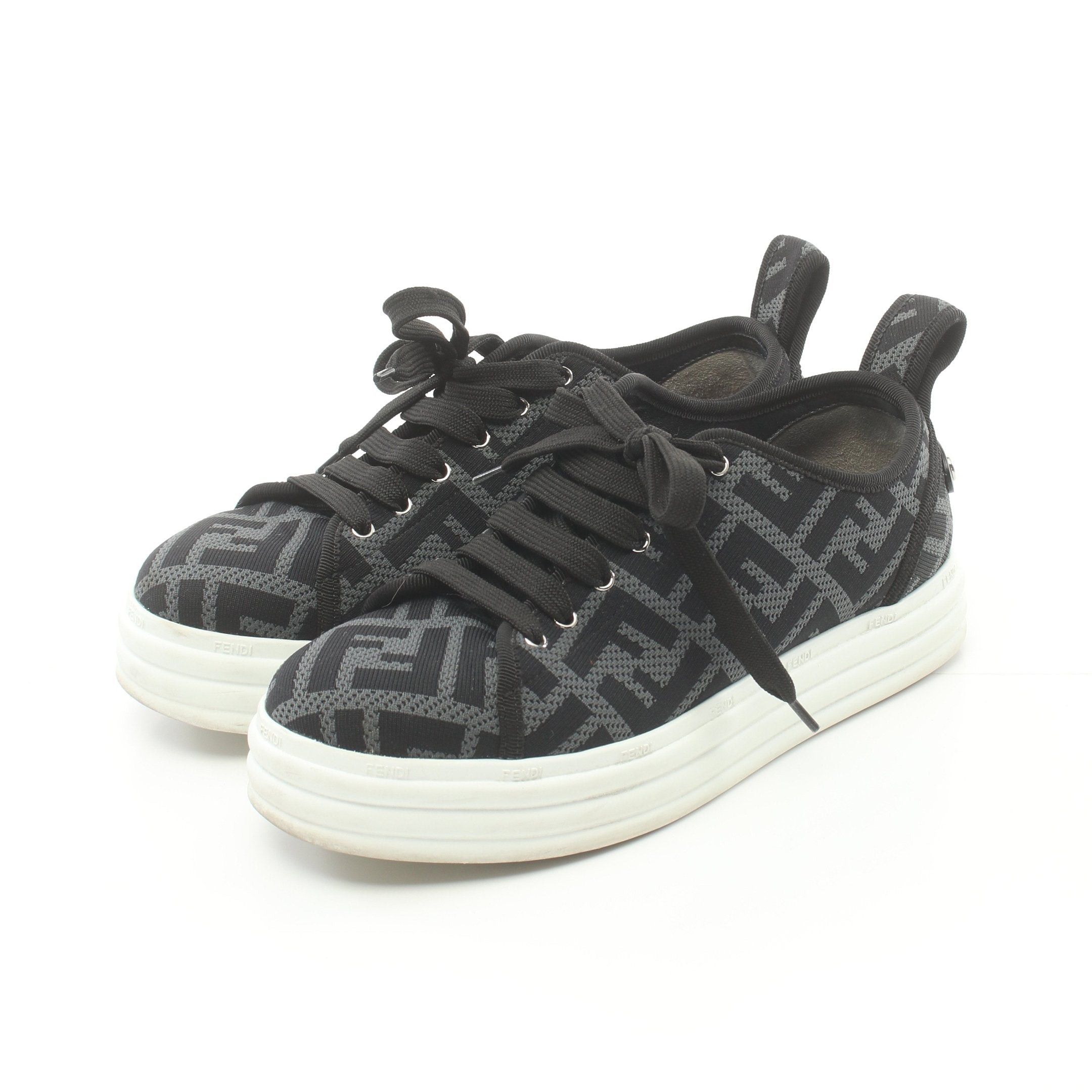 image of Fendi Zucca Sneakers Fabric Gray Black, Women's