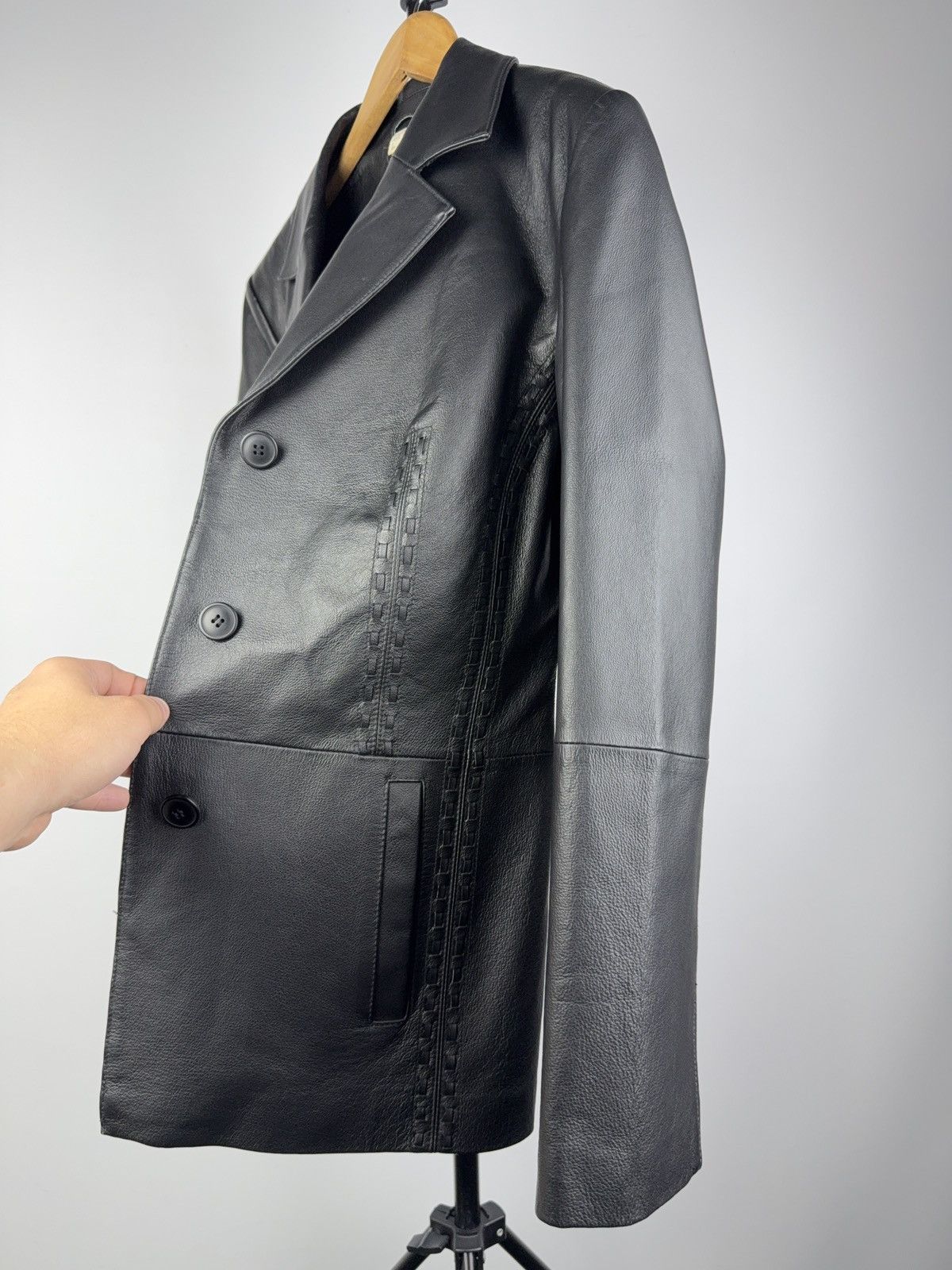 Vintage Vintage 90s Retro Avant Garde Rock Women’s Leather Jacket Size M / US 6-8 / IT 42-44 - 13 Thumbnail