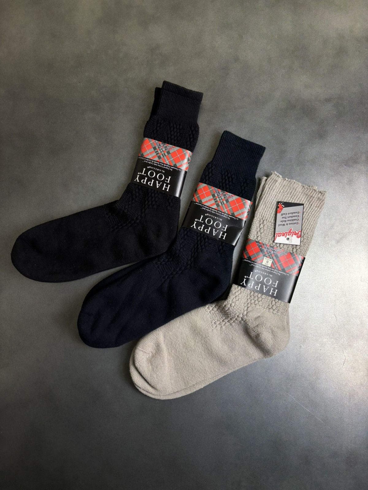 McGregor × Vintage 1990s Vintage Socks Pair Happy Foot McGregor Knit Argyle Rib Size ONE SIZE - 4 Thumbnail