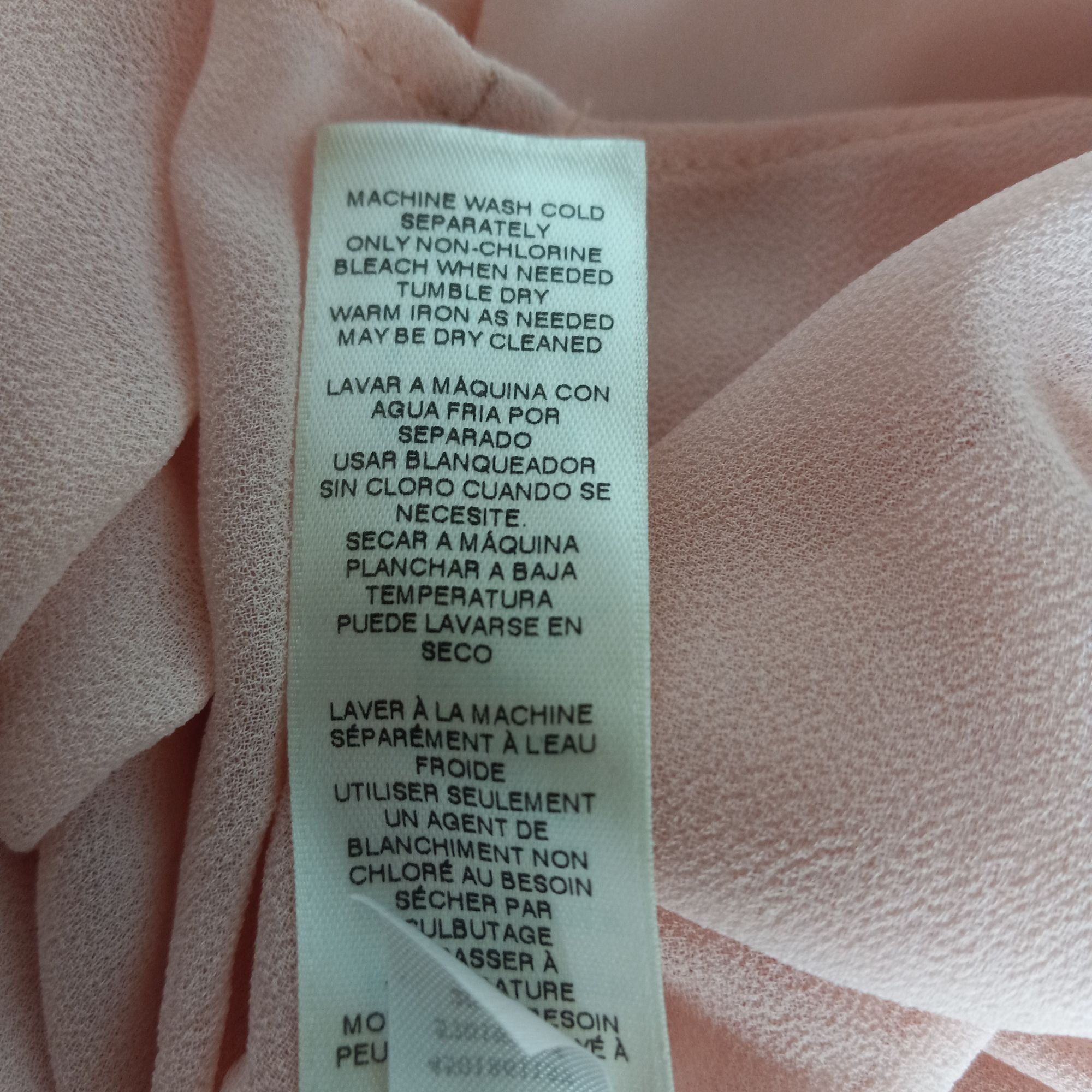 White House Black Market WHBM XS Blouse Top Ruffled Sleeveless Chiffon Pink Sheer Lin Size XS / US 0-2 / IT 36-38 - 7 Thumbnail