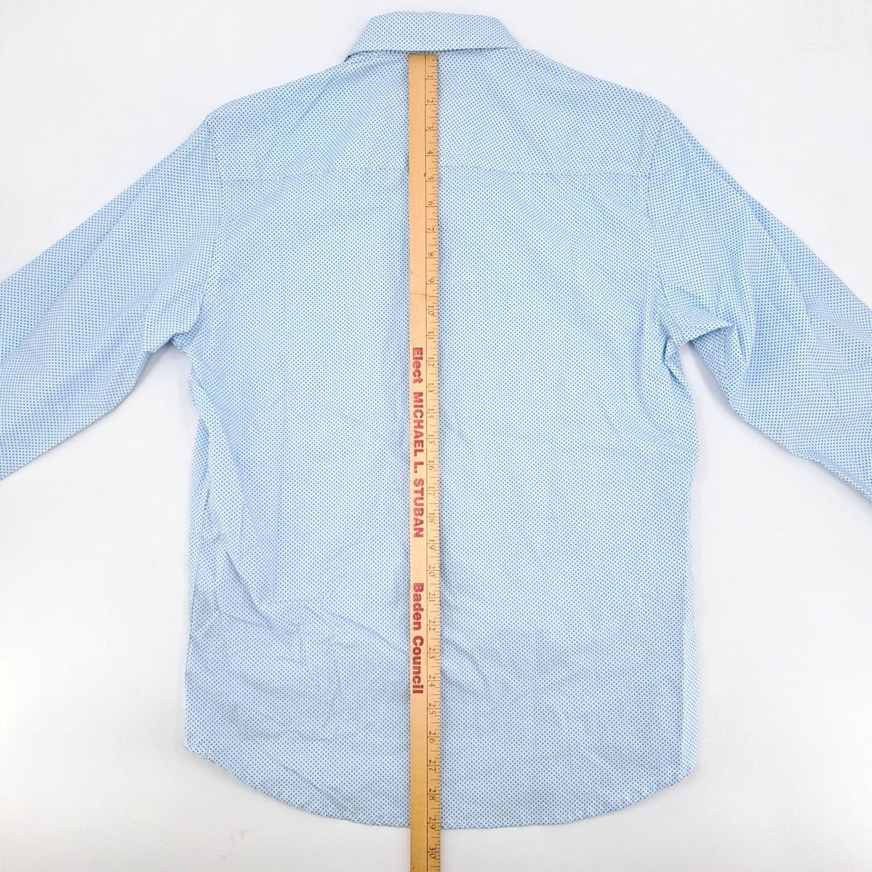 Vintage Michael Brandon Button-Down Shirt Mens M Cotton Blue White Micro Dot Long Slv Size US M / EU 48-50 / 2 - 7 Thumbnail