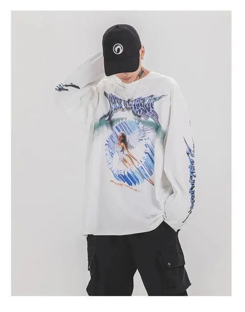 VIBE Fly Angel Oversized Printed Vintage T-Shirt Long Sleeve Size US M / EU 48-50 / 2 - 3 Thumbnail