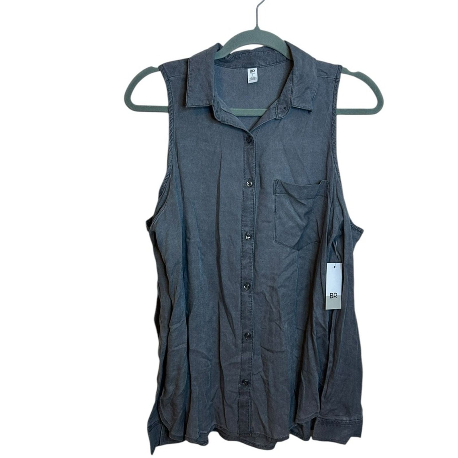 BP. Nwt BP Charcoal Gray Cold Shoulder Button Down Top Size S / US 4 / IT 40 - 1 Thumbnail